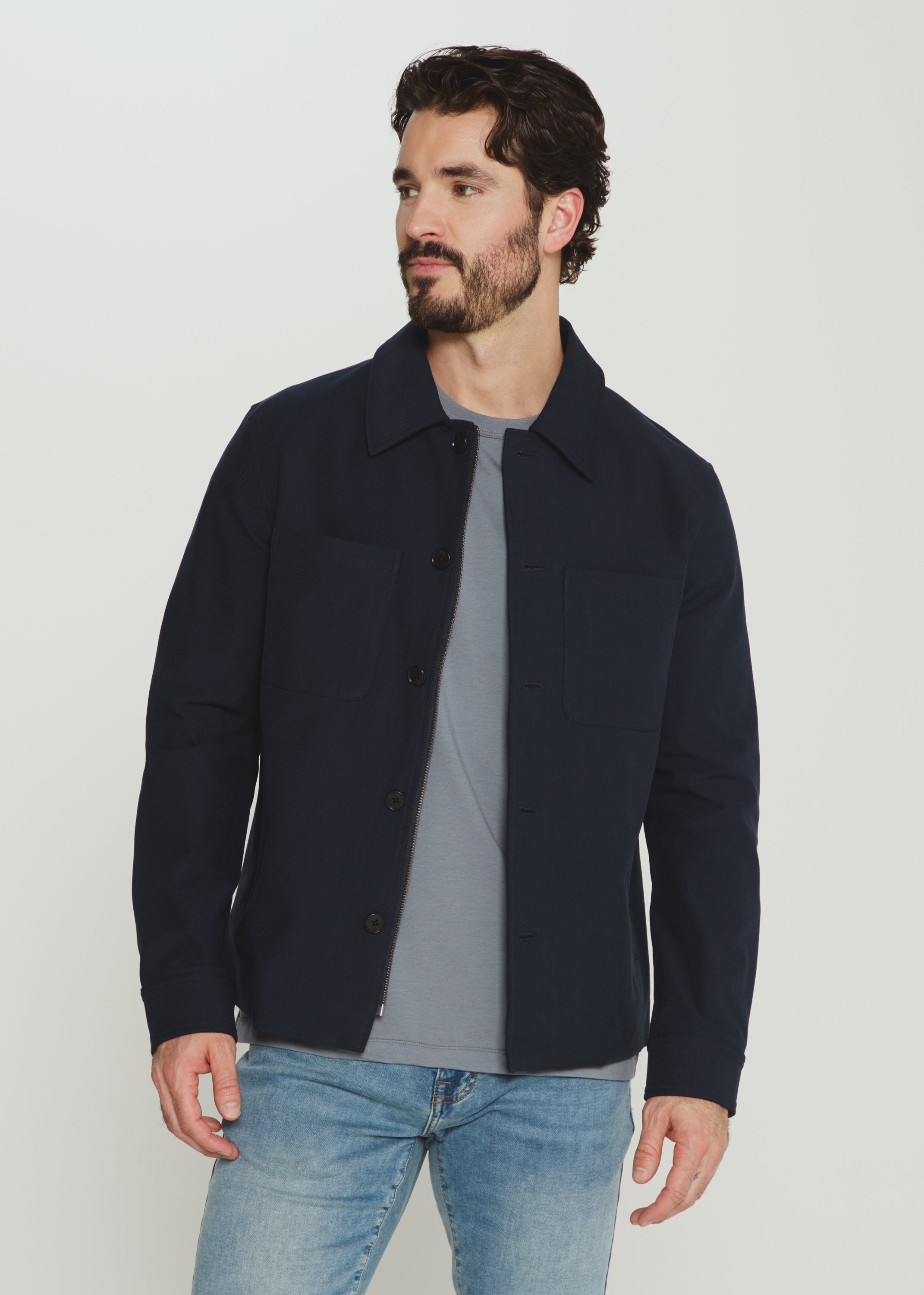 Baron Button Front Jacket Navy