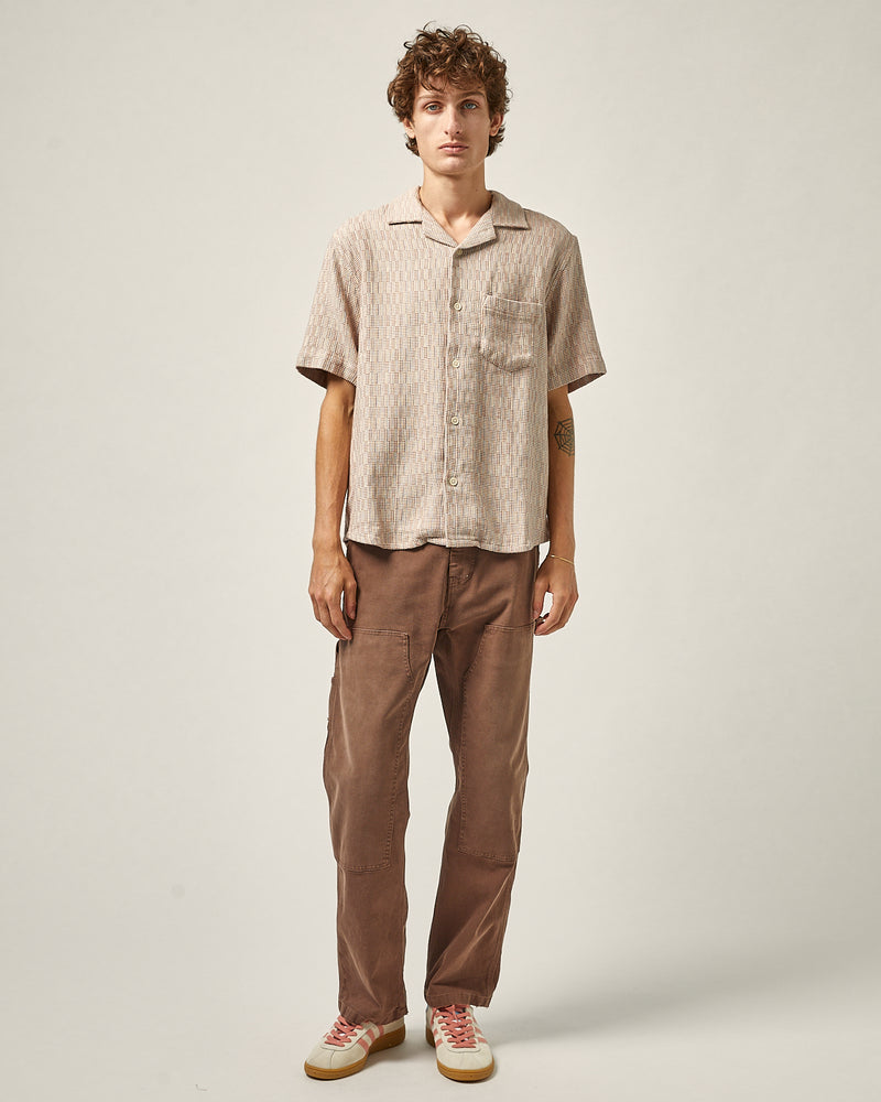 Rainbow Weave Short Sleeve Camp Shirt Pink