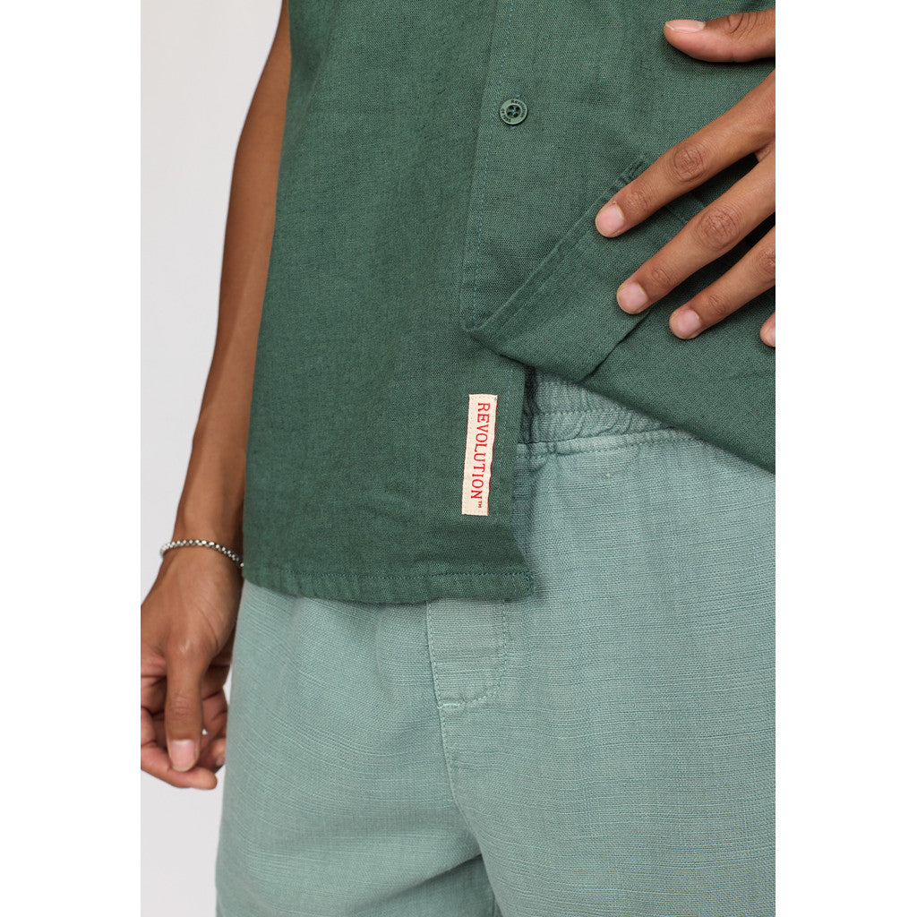 Short-Sleeved Cuban Shirt Dustgreen
