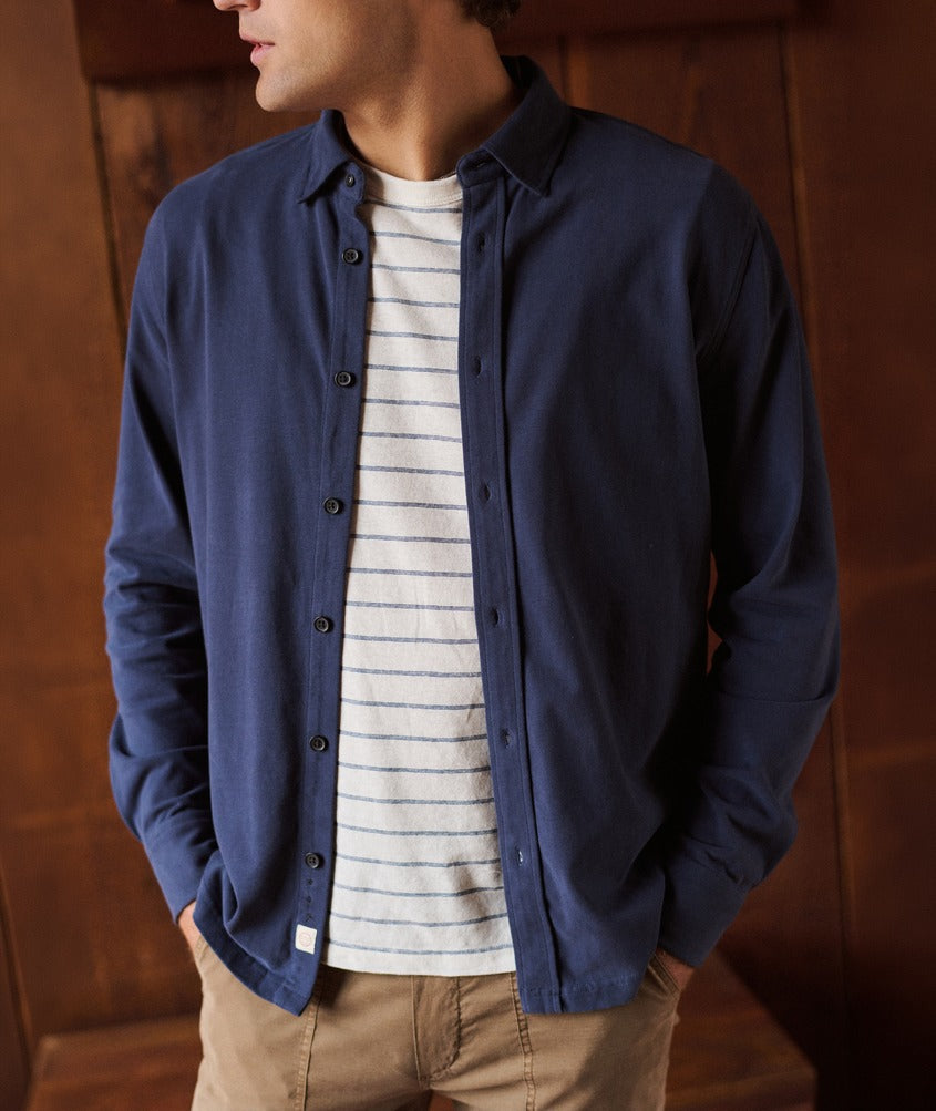 Luxe 250 Button Down Shirt Navy