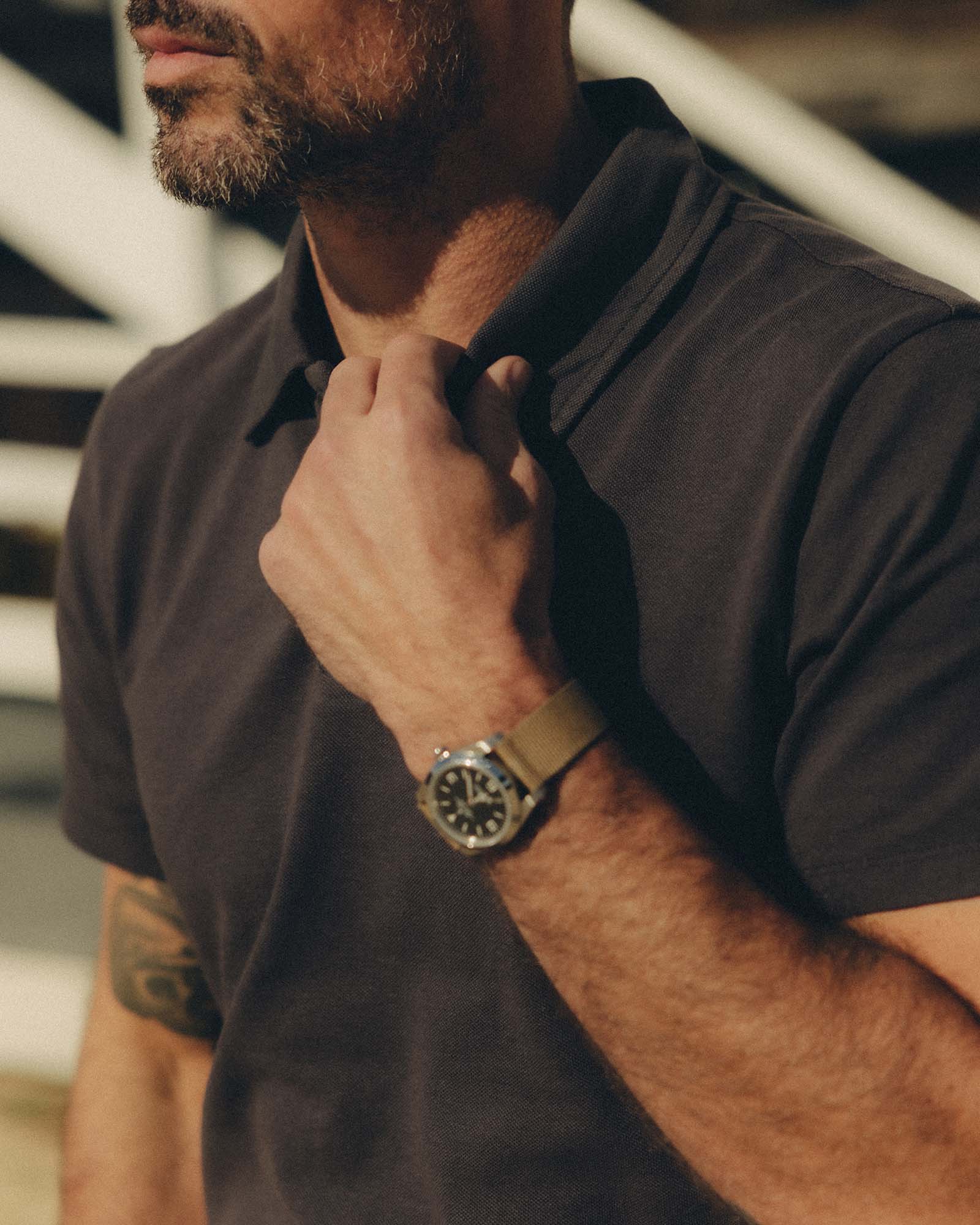 The Baseline Polo Asphalt Pique