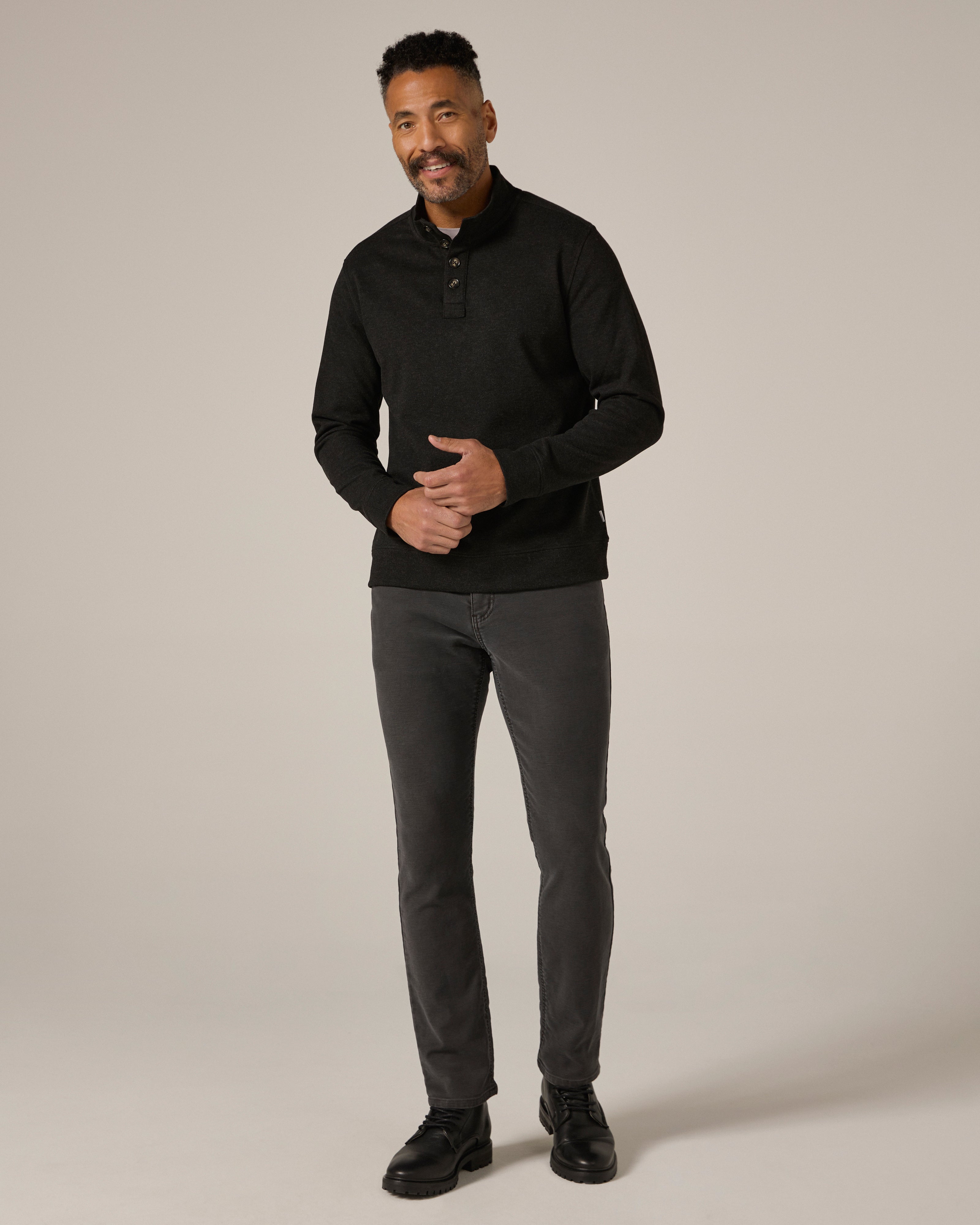 Stratton Textured Pullover Charcoal