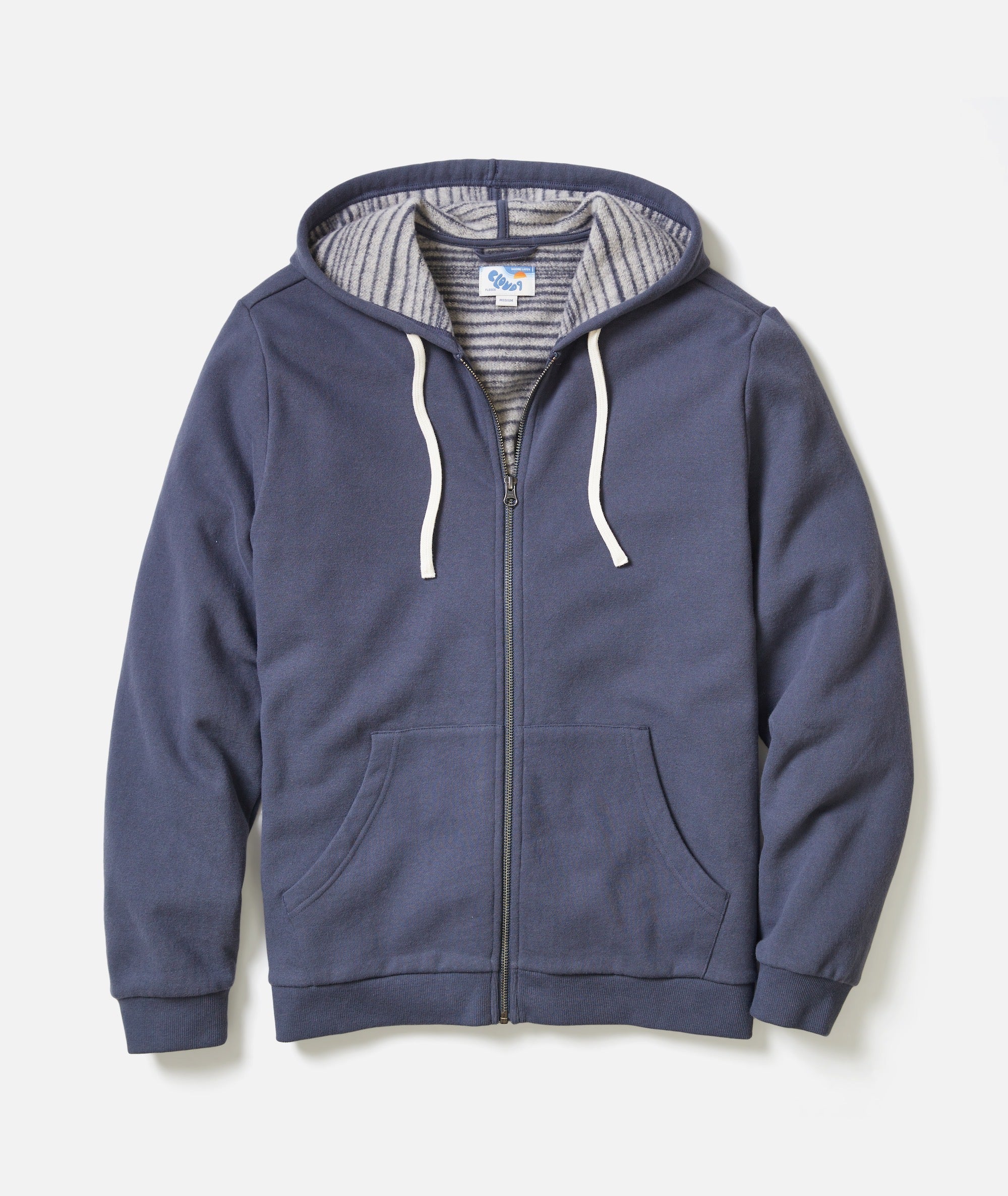 Cloud 9 Fleece Full Zip Hoodie Navy Stripe