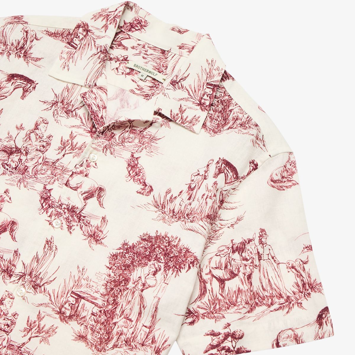 Bordeaux Cuban Collar Shirt Bordeaux Print