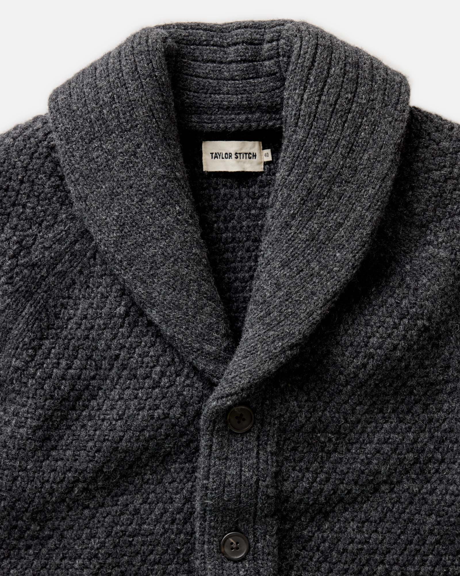 The Fisherman Cardigan in Merino Coal Heather
