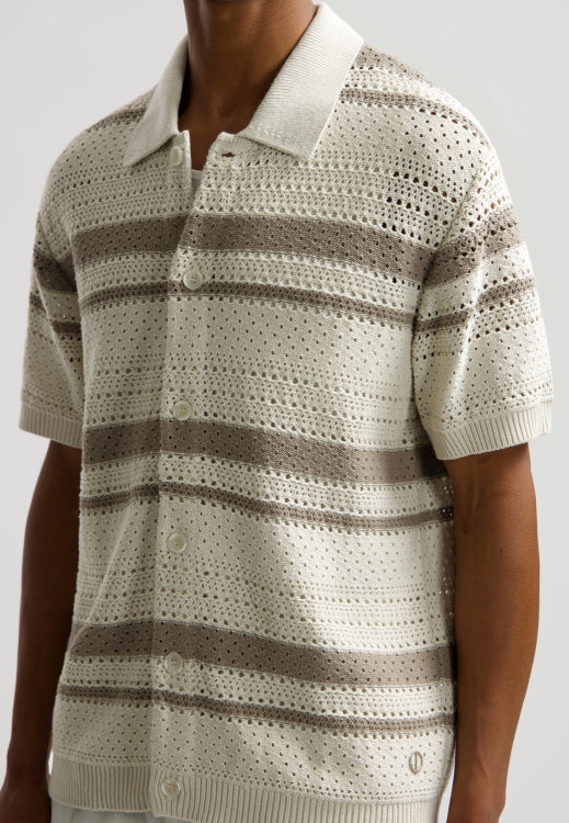 Mica Shortsleeve Knit Shirt Silver Birch