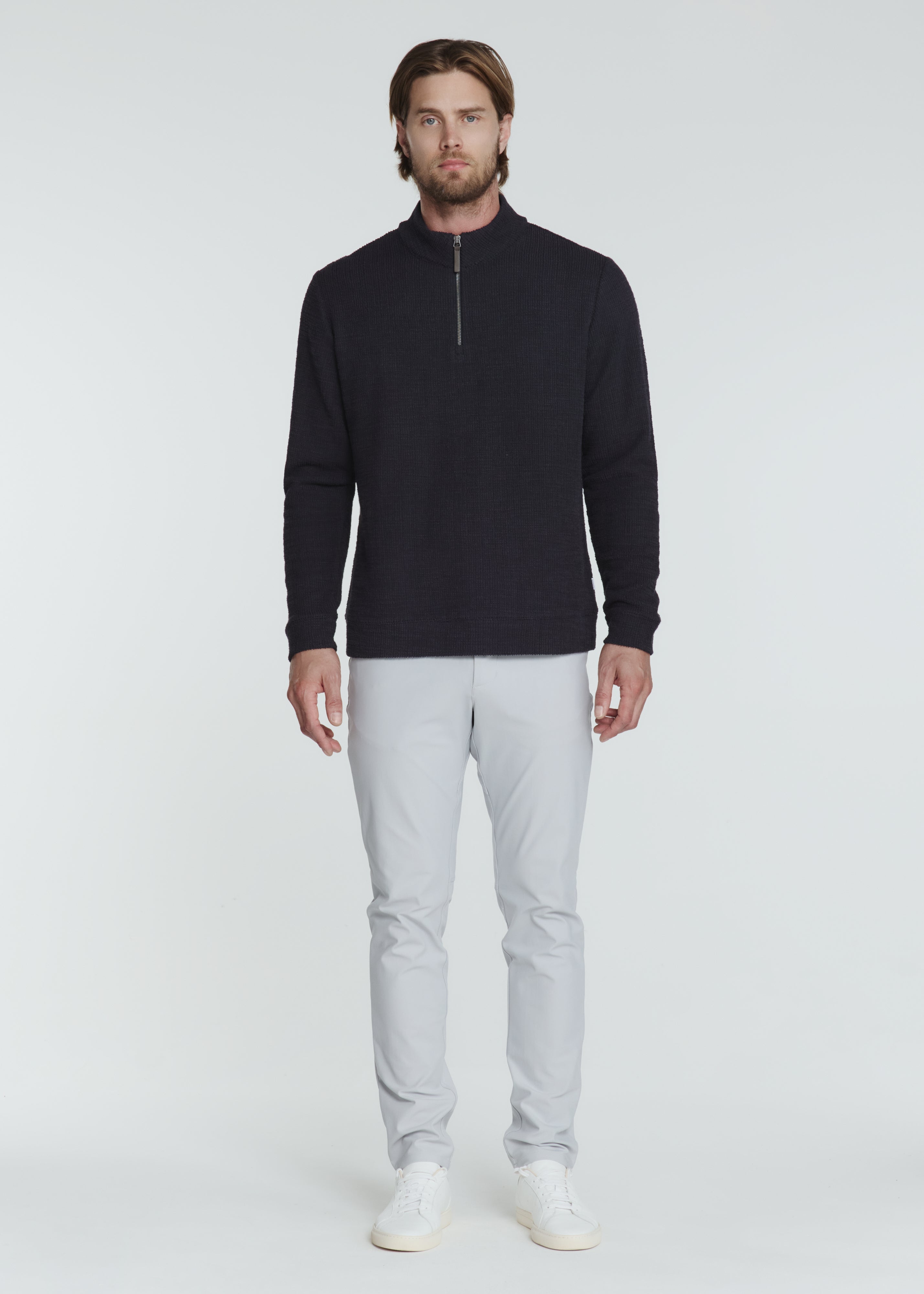 Monterey Textured Quarter Zip Pullover Navy