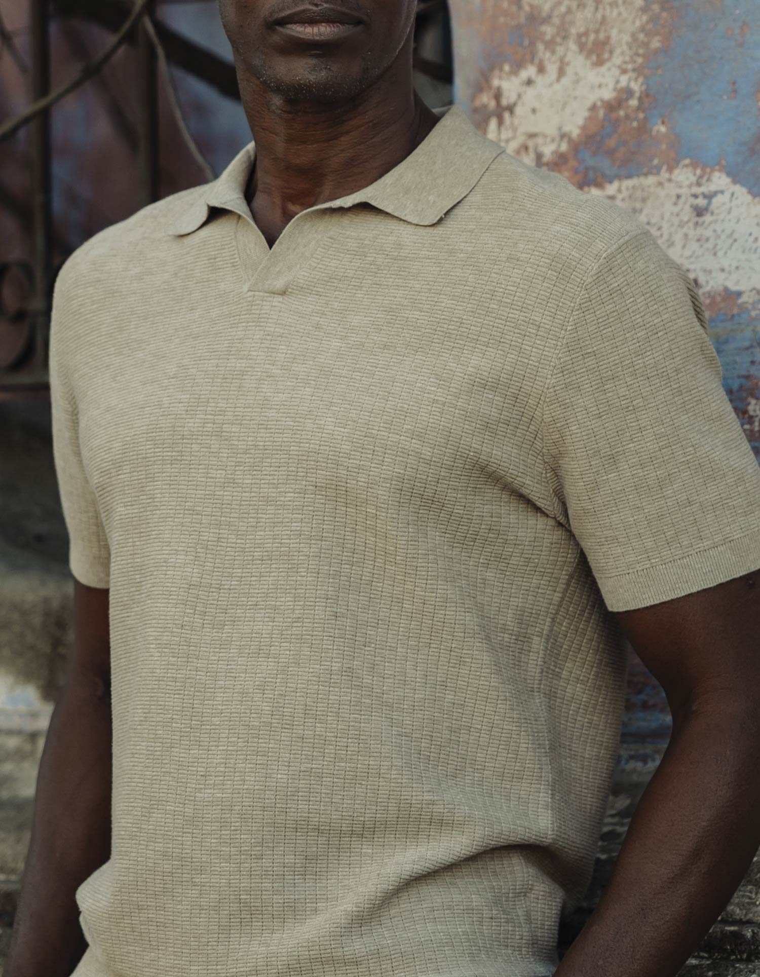 Breezeknit Short Sleeve Polo Flax