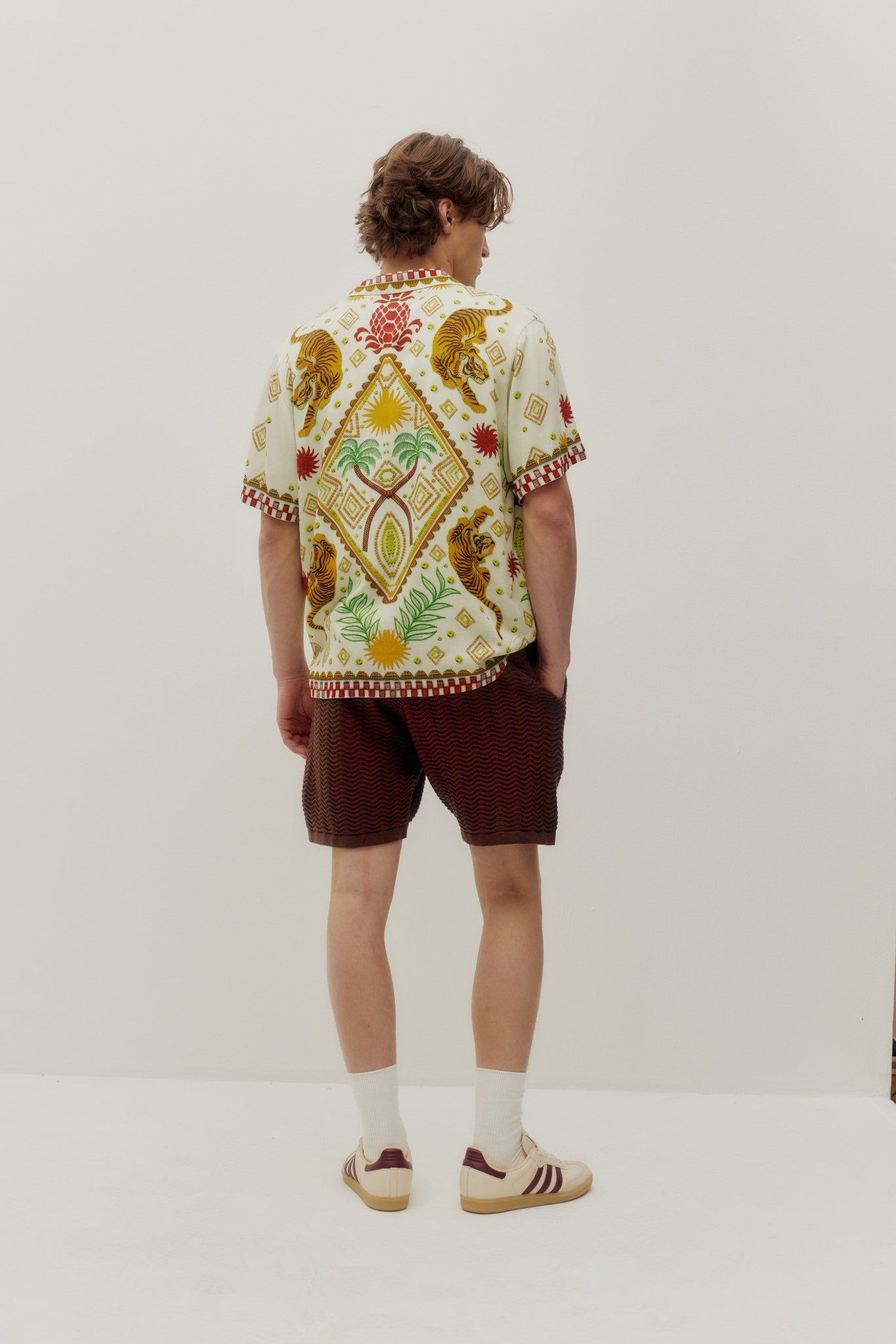Beach Button Down Shirt Tiger Cream