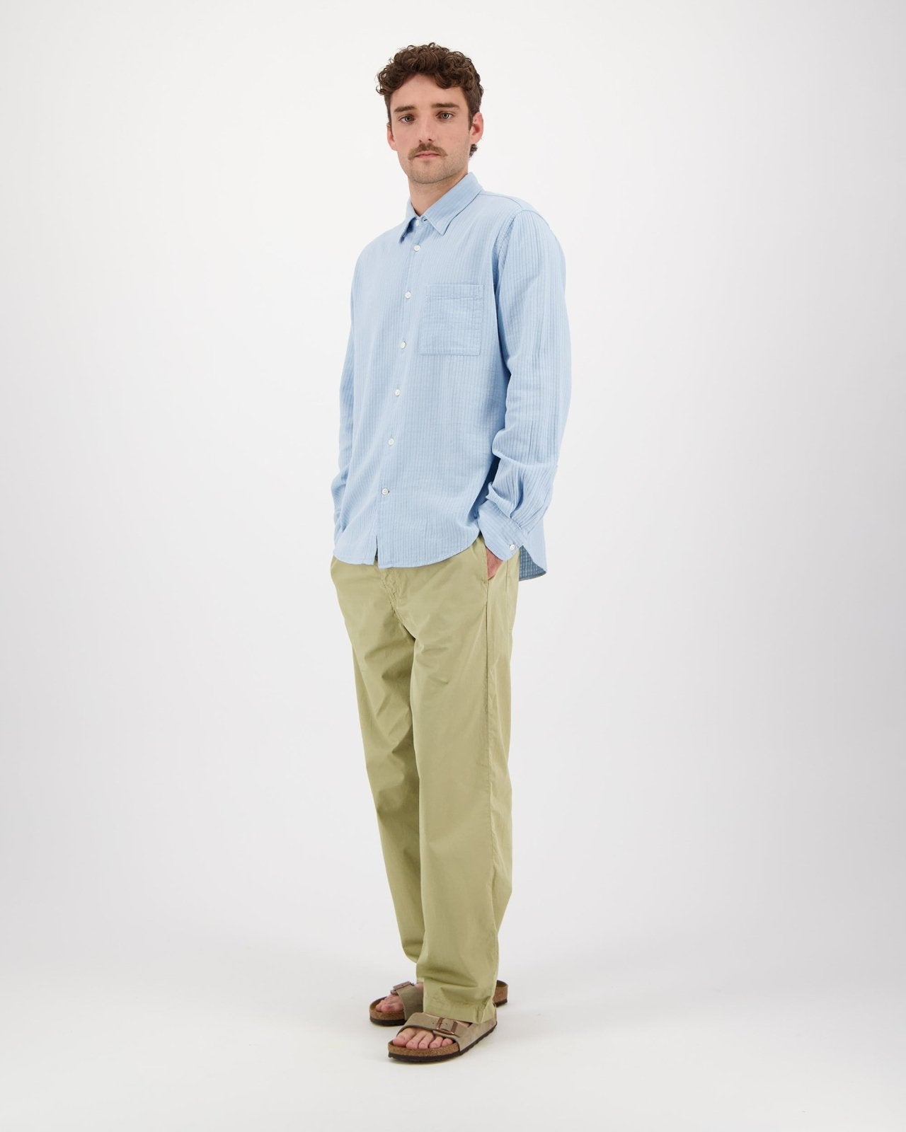 Konga Textured Cotton Shirt Light Blue