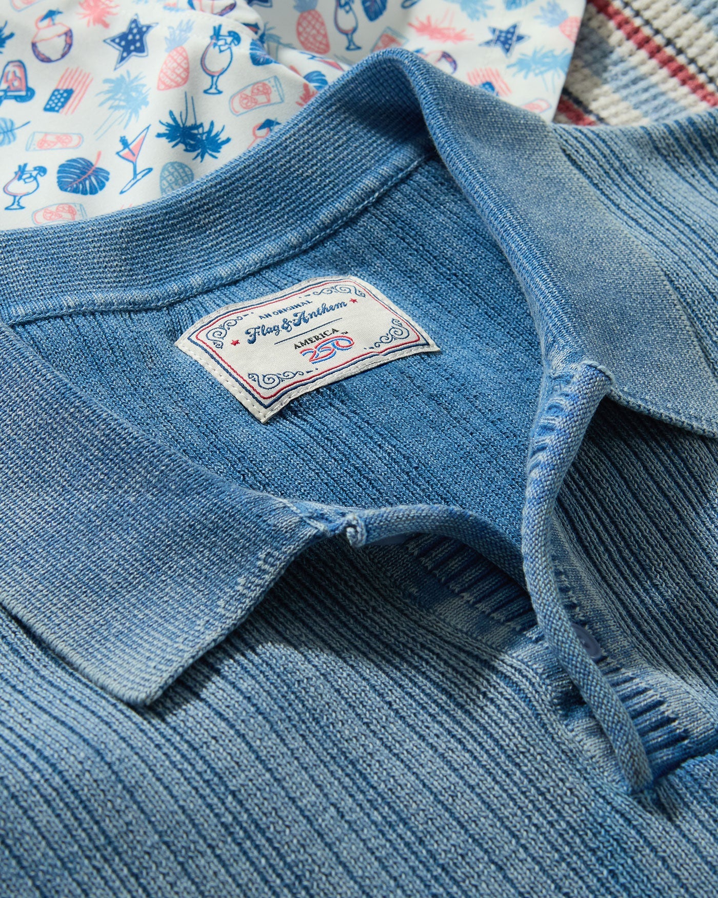 Gaffney Acid Wash Sweater Polo Washed Blue