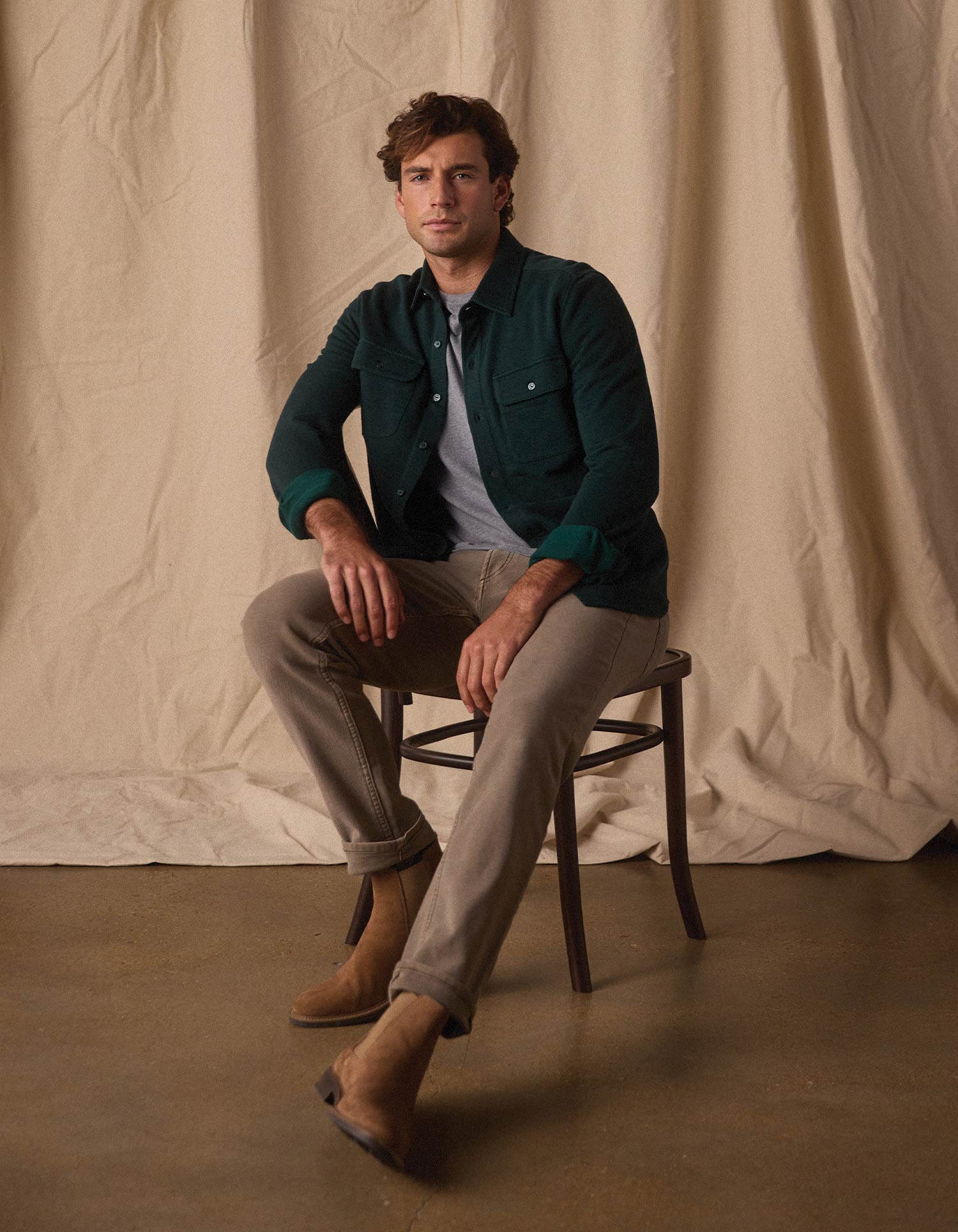 Textured Knit Everyday Shirt Emerald