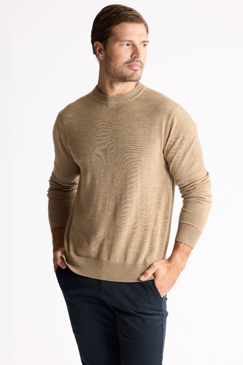 Classic Merino Crew Camel