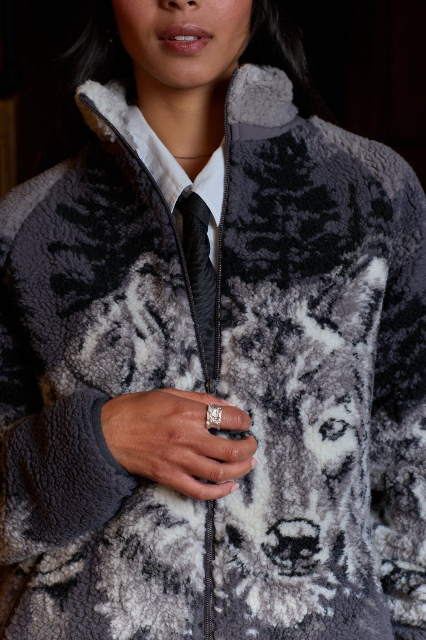 Printed Sherpa Fleece Wolf Pack