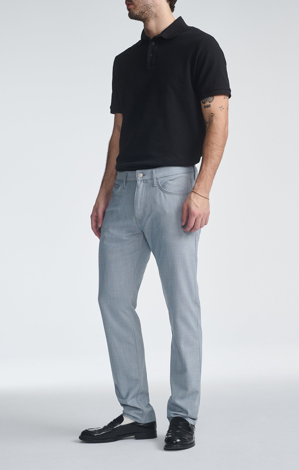 Marcus Twill Slim Straight Pant Bone Cross Hatch