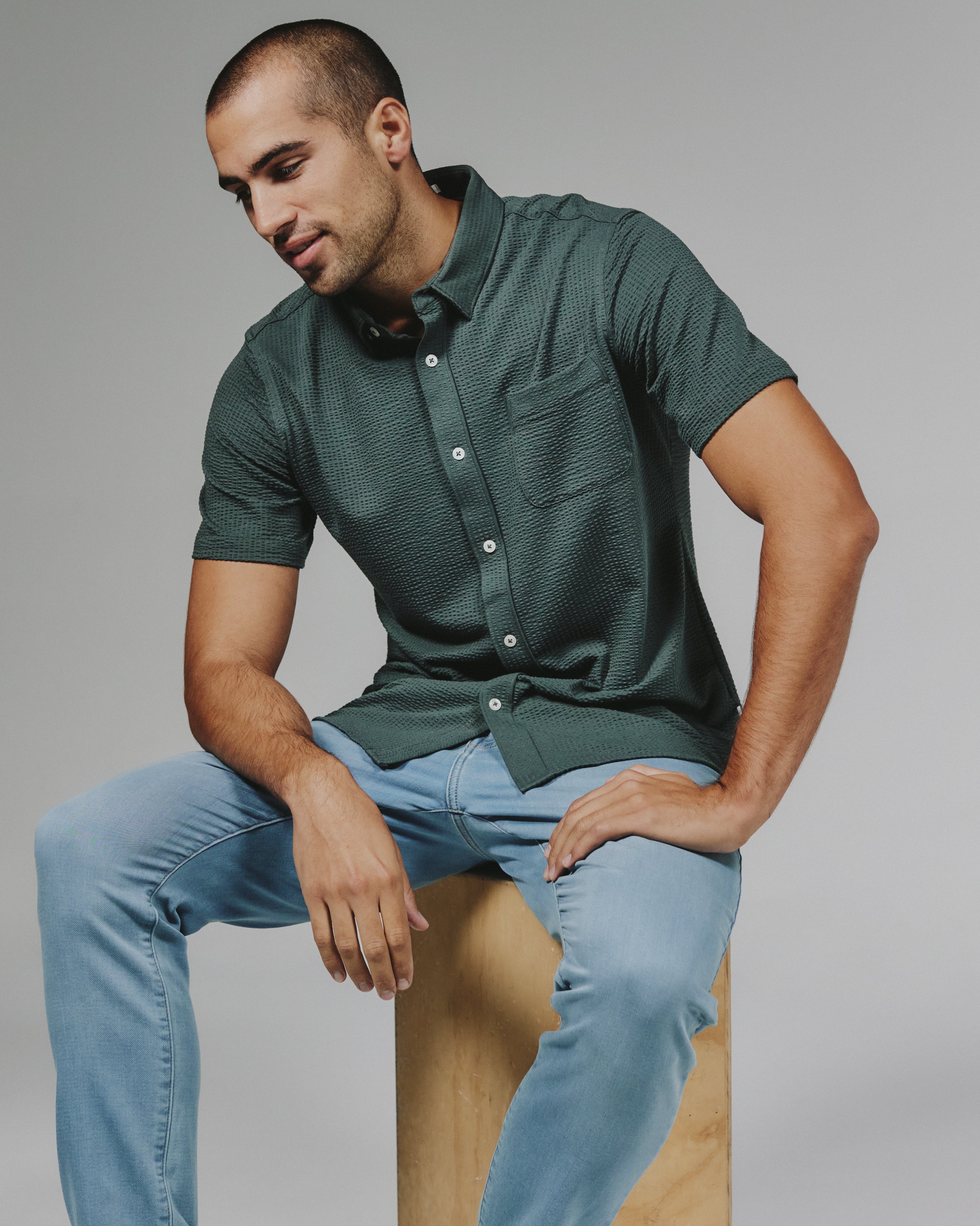 Bennet Seersucker Shirt Basil