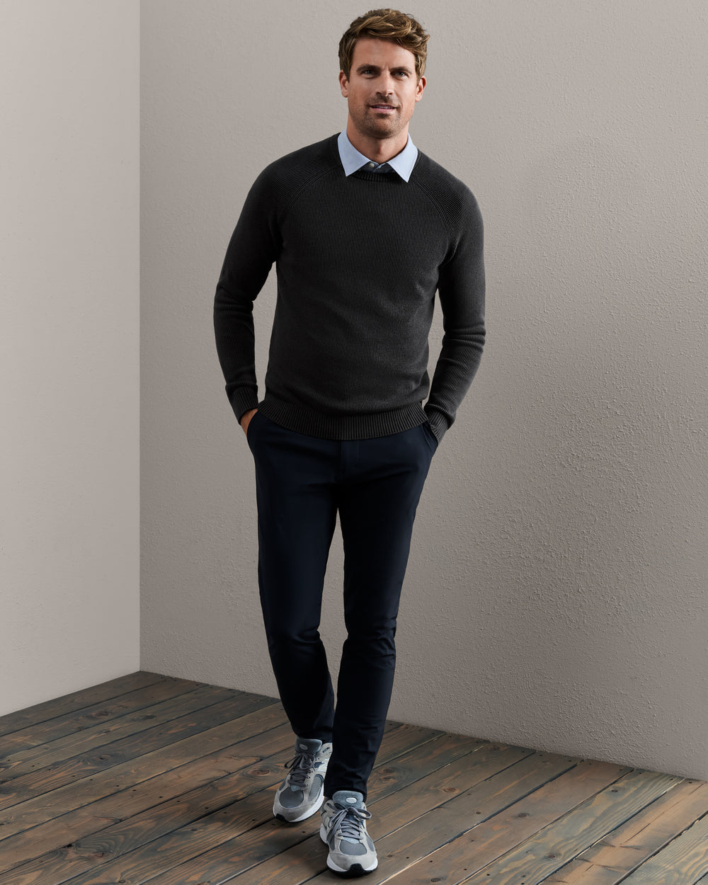 Rib Crew Neck Sweater Asphalt