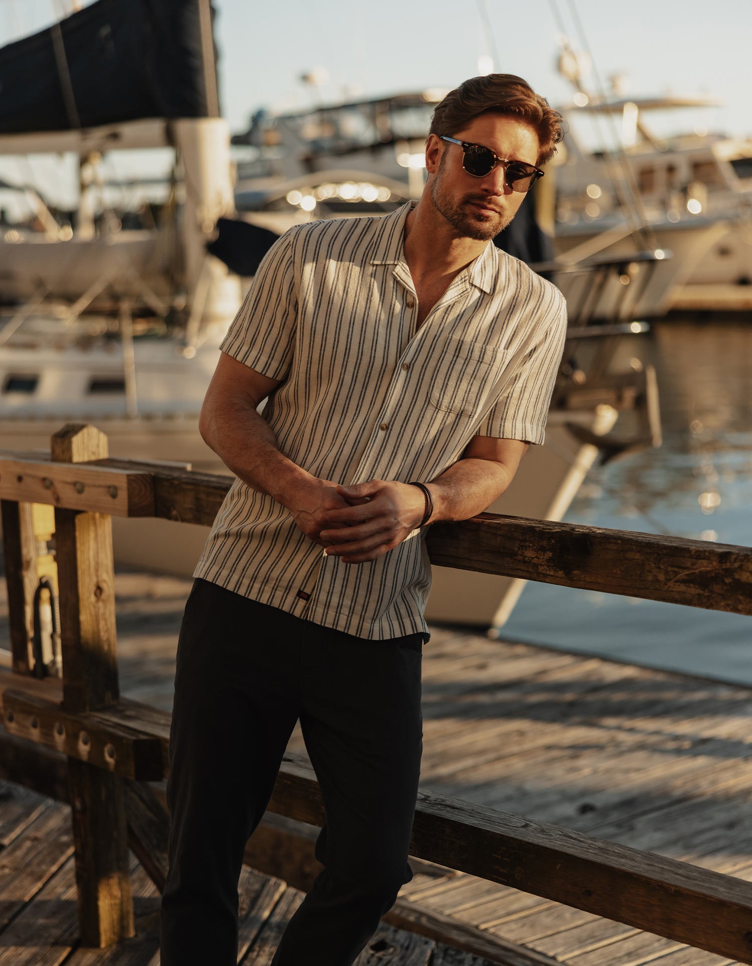 Freshwater Camp Shirt Vintage Blue Stripe