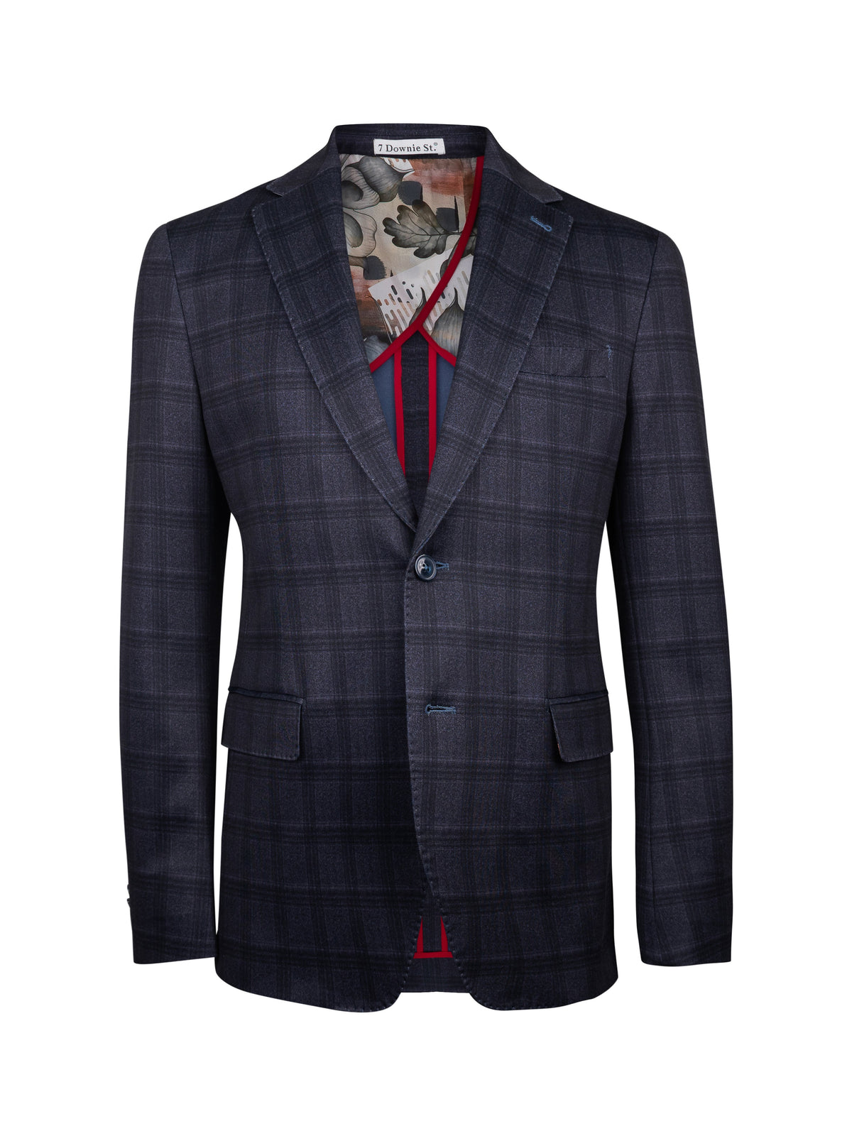 Hillsboro Cotton Knit Sport Coat Navy Windowpane