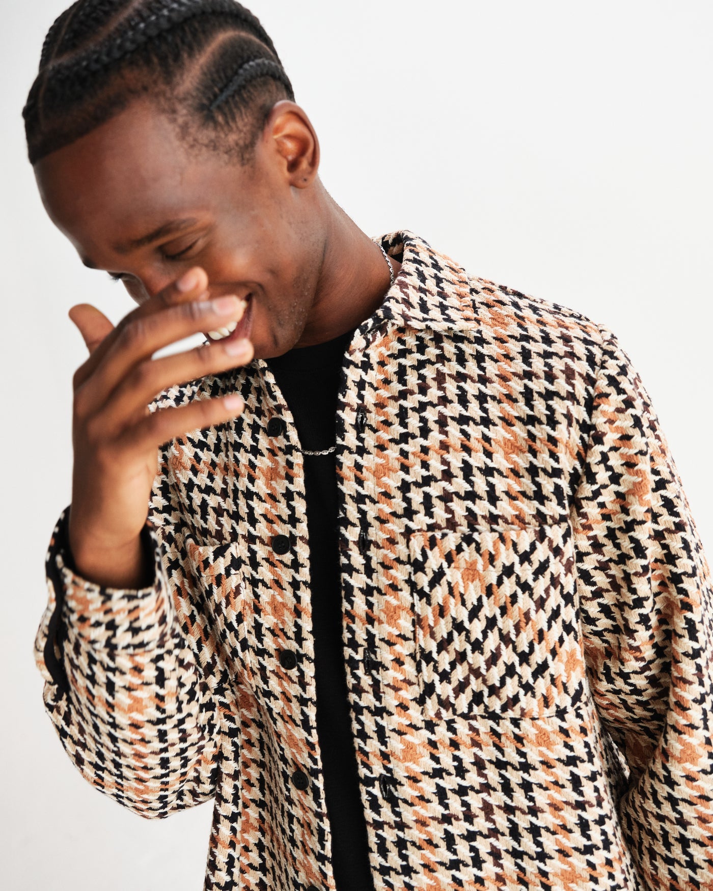 Whiting Overshirt - Houndstooth Weave Natural