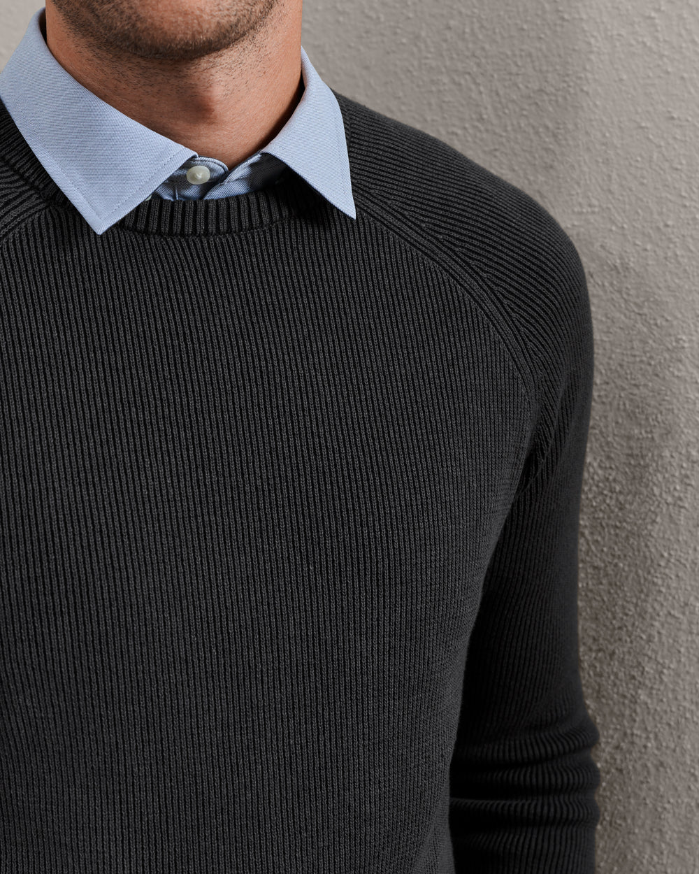Rib Crew Neck Sweater Asphalt