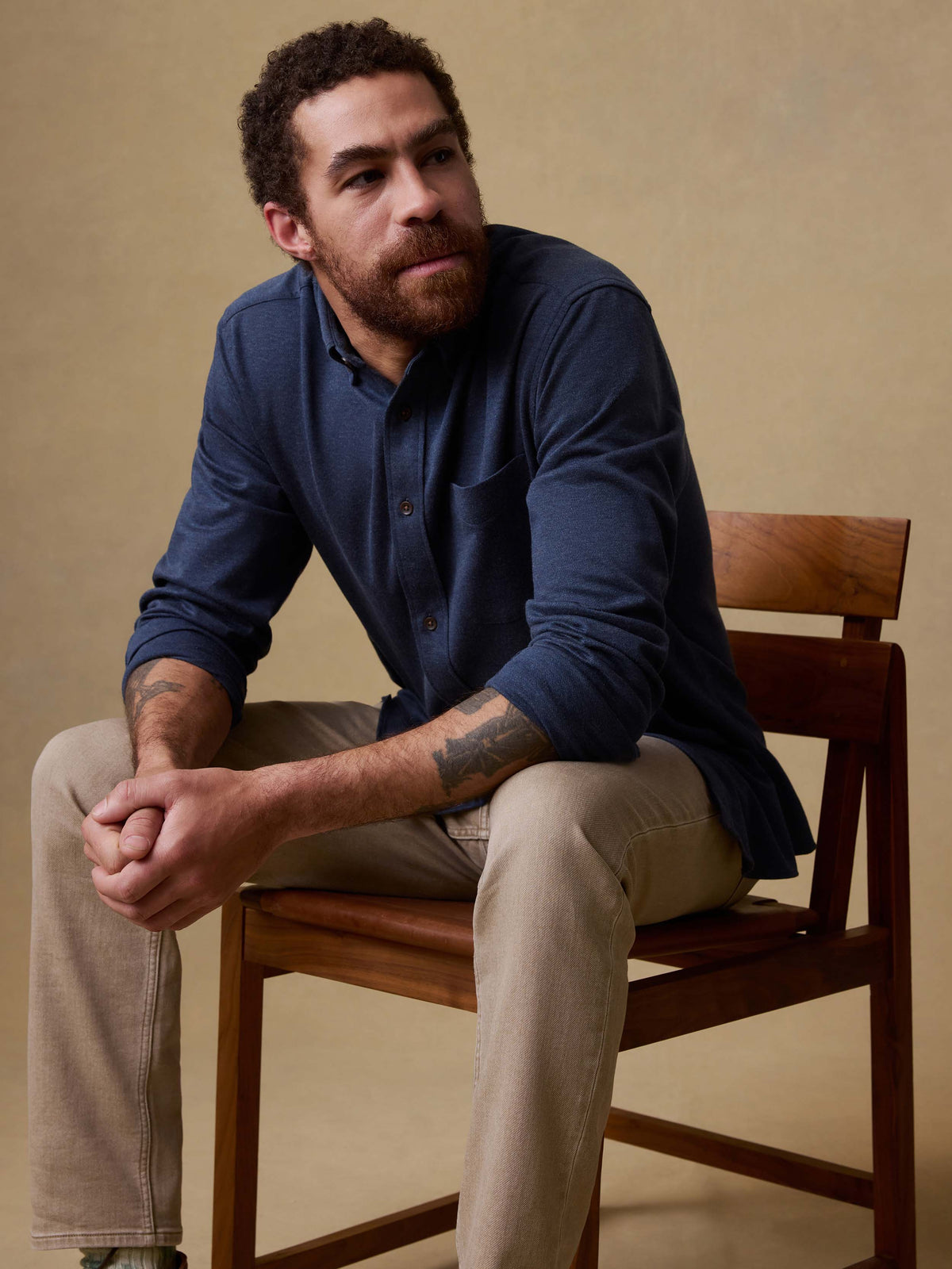 Coastline Knit Shirt Ocean Heather Twill