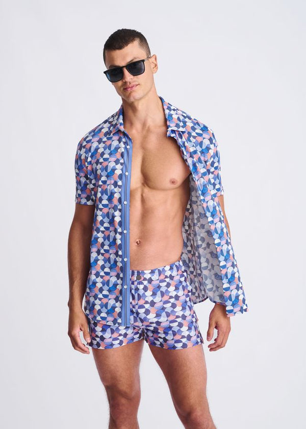Printed Seersucker Swim Shorts Purple/Wisteria Swirls