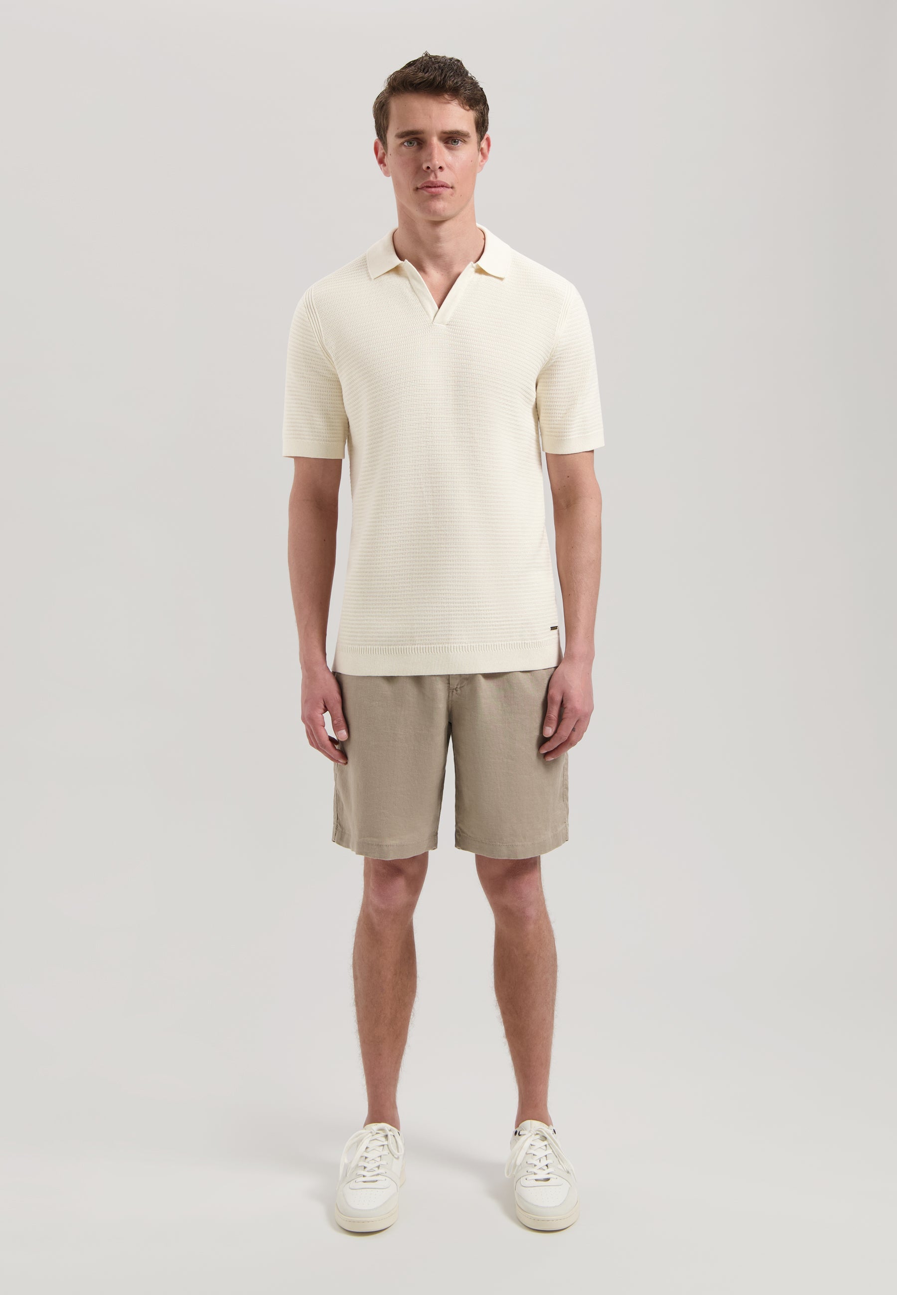 Kostas Textured Cotton Polo Offwhite