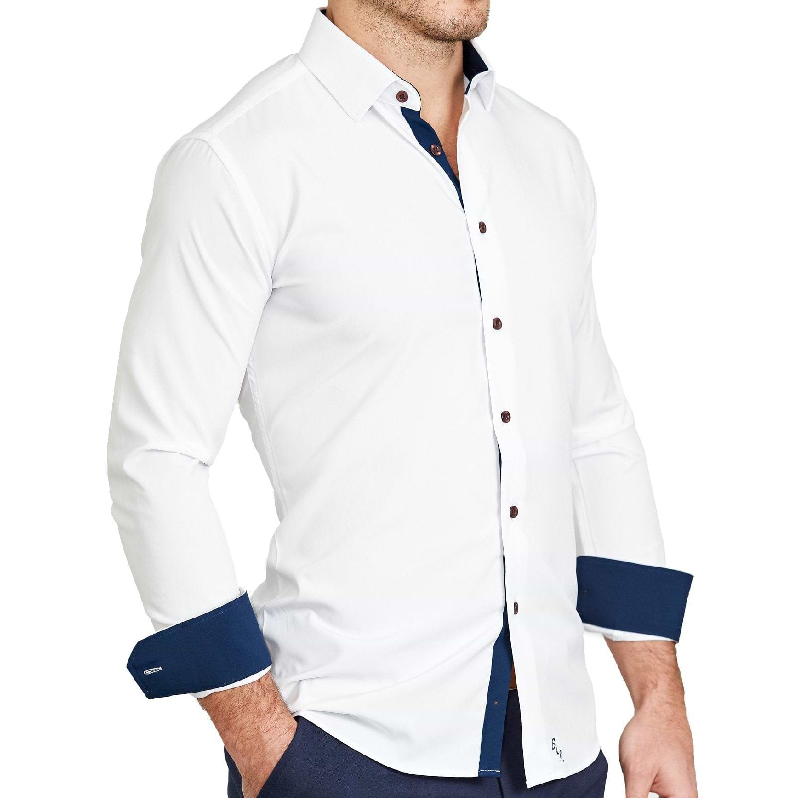 The Springer Shirt White/Navy Accent