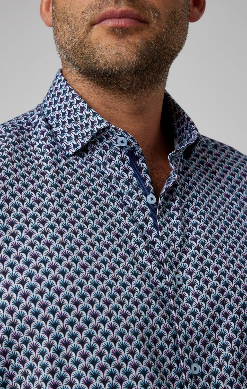 Retro Palm Print Tencel Shirt Lavender