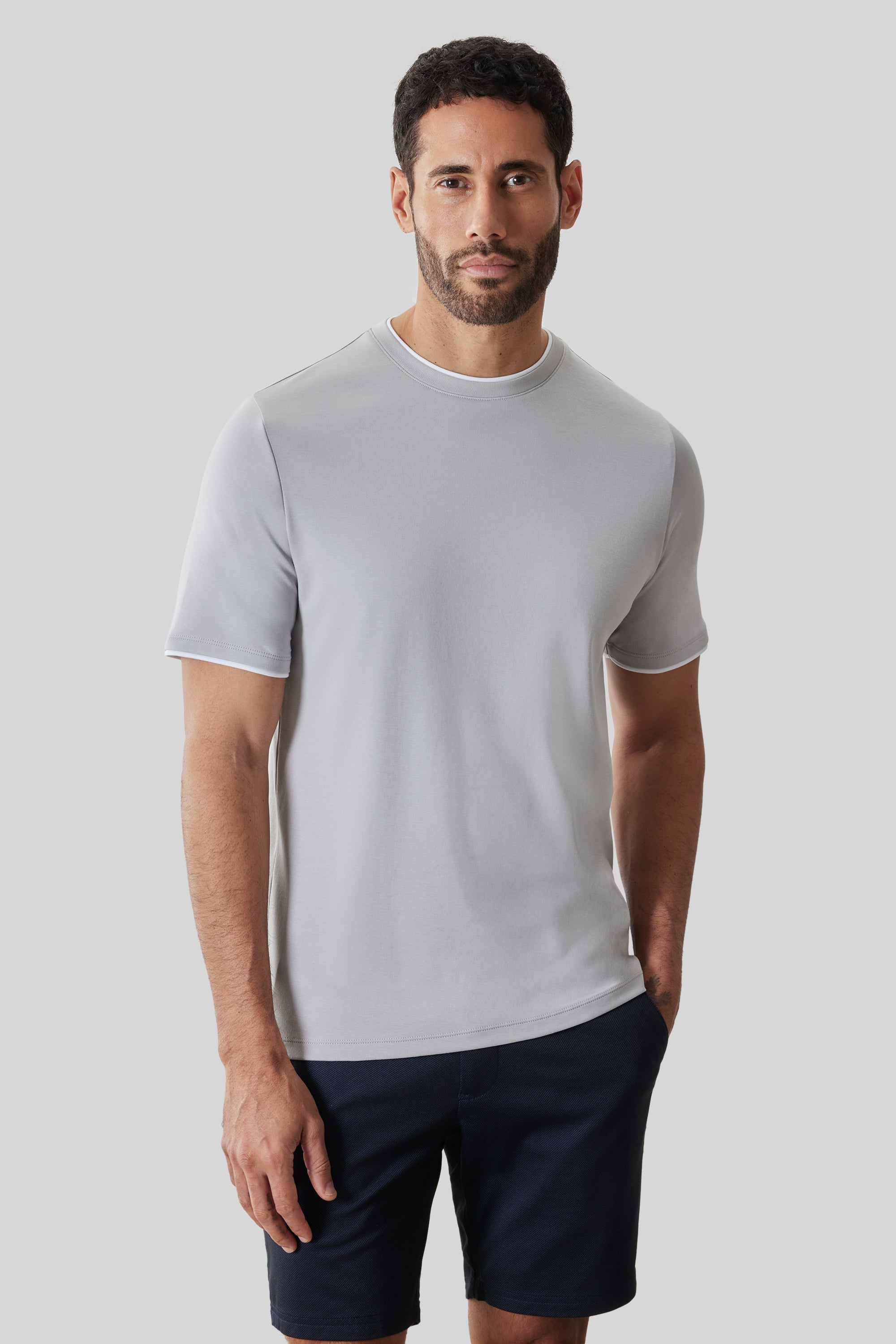 Georgia Short Sleeve Crew w/ Trim Chalk
