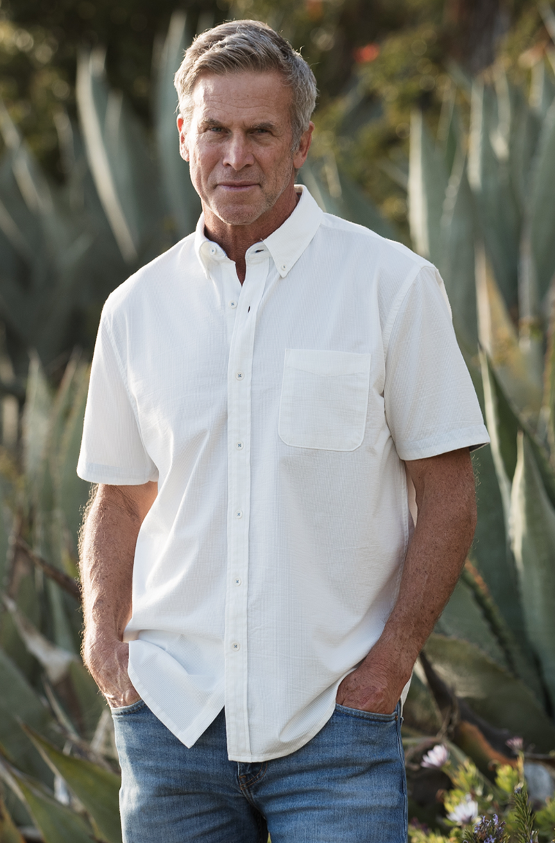 Stretch Knit Seersucker Shirt White