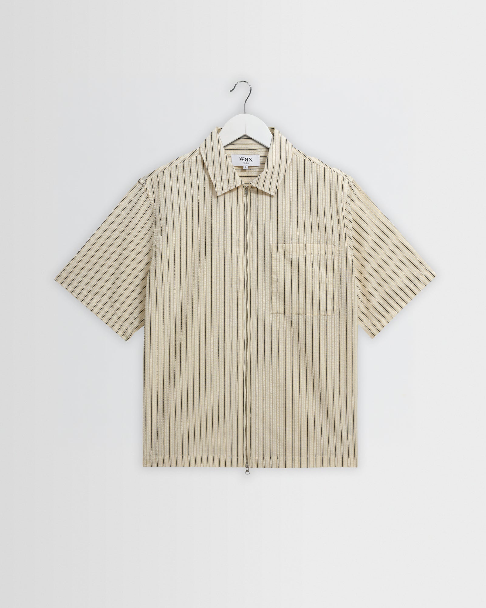 Sears Seersucker Zip Shirt Natural/Navy