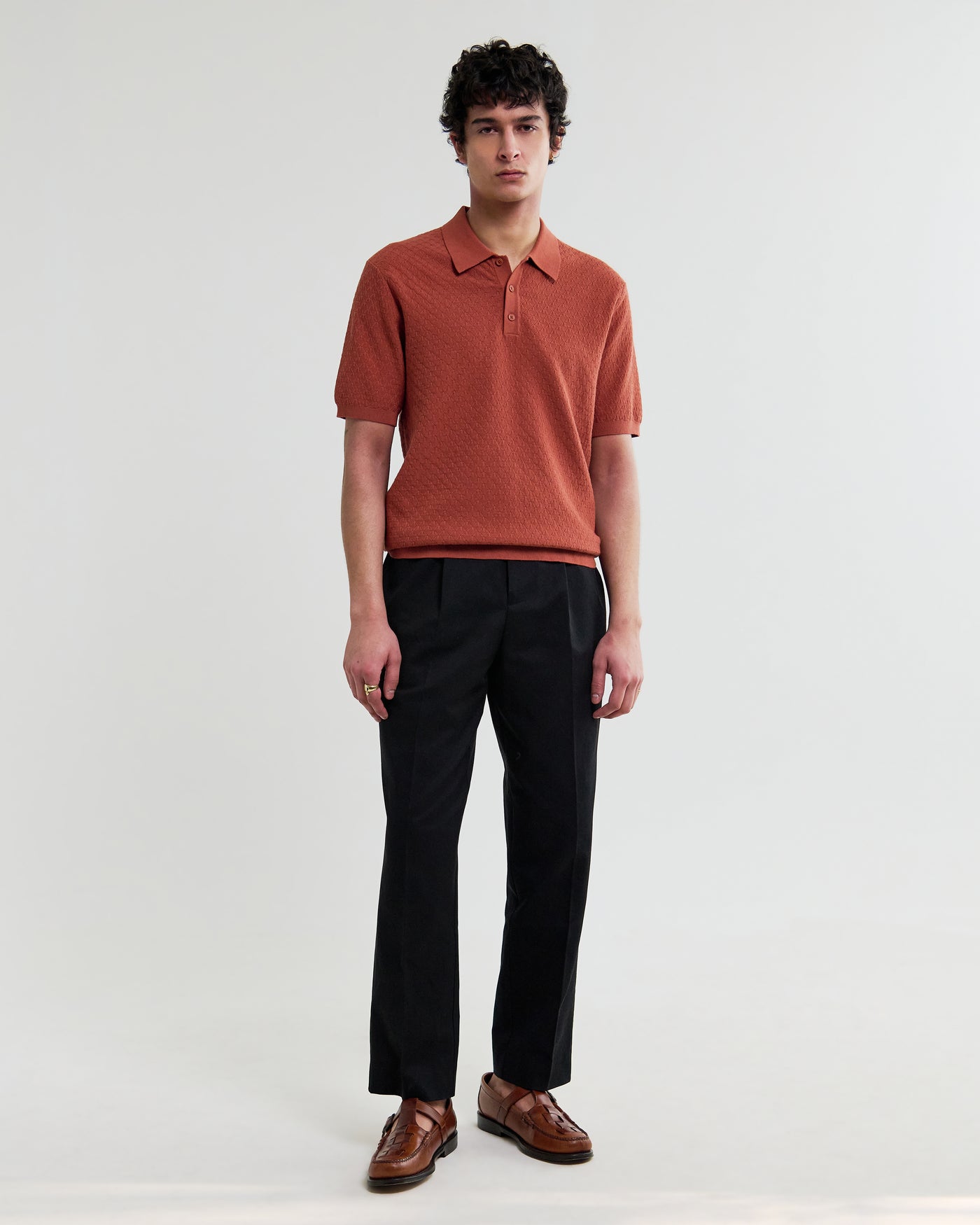 Naples Polo in Retro Diamond Cotton Rust