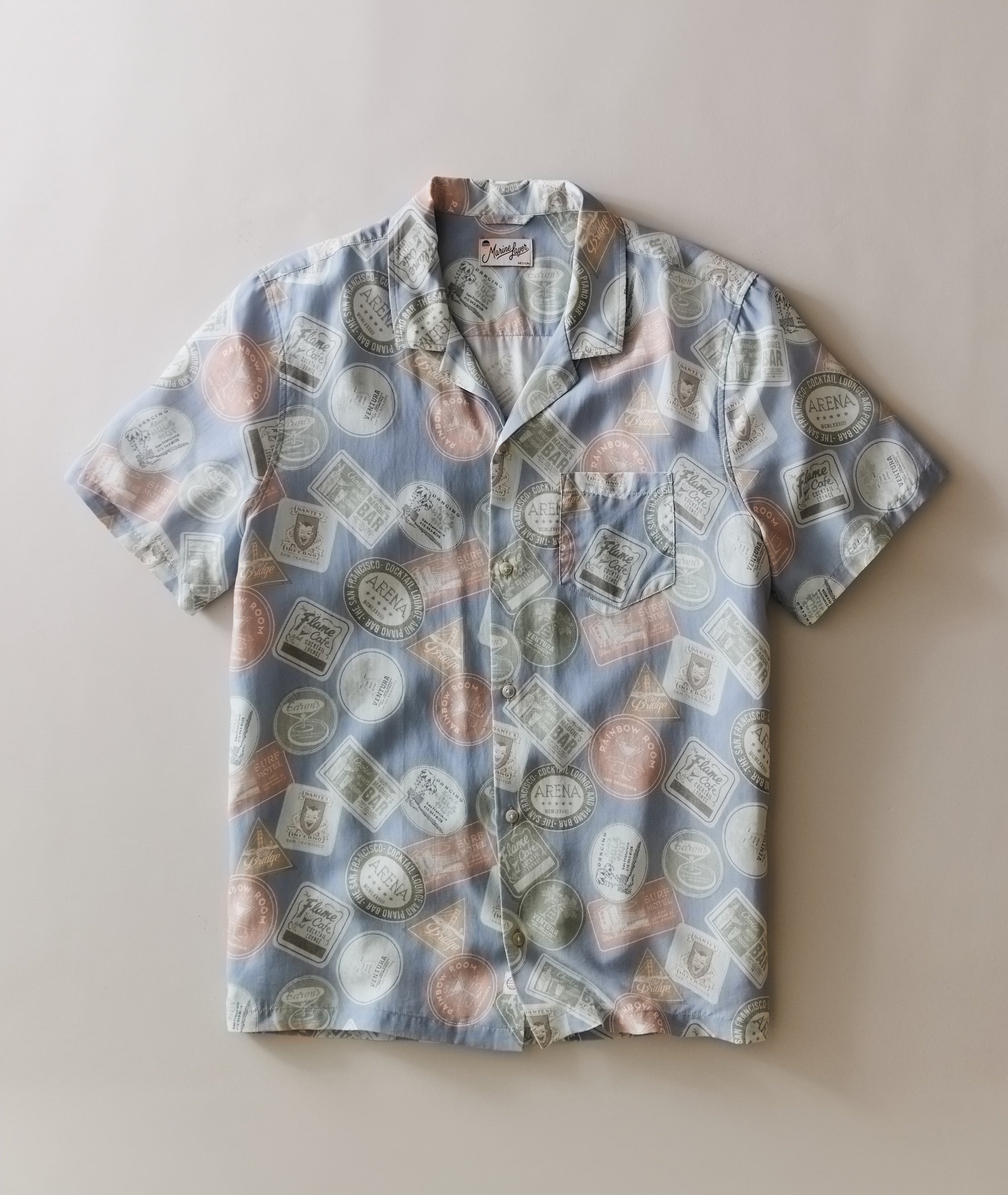 Sam Short Sleeve Resort Shirt Blue Coaster Print