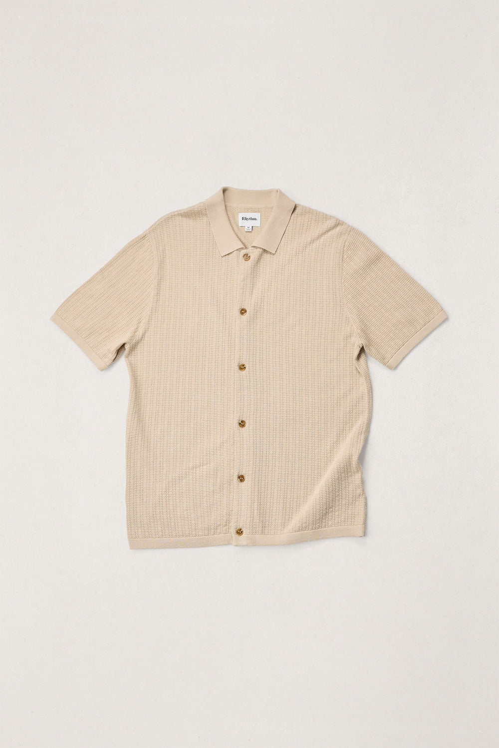 Textured Knit Short Sleeve Shirt Stone