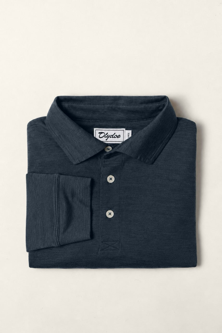 Merino Aire LS Polo Blueberry