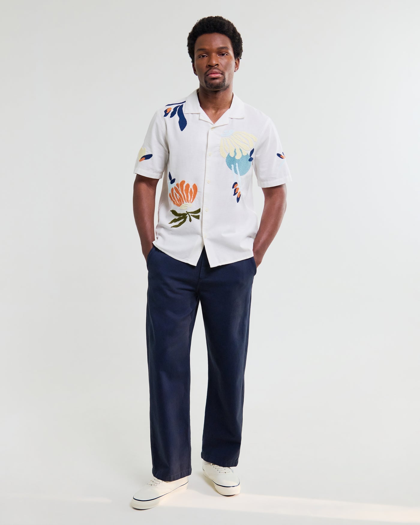 Didcot Shirt in Chunky Stitch Flower Ecru/Multi