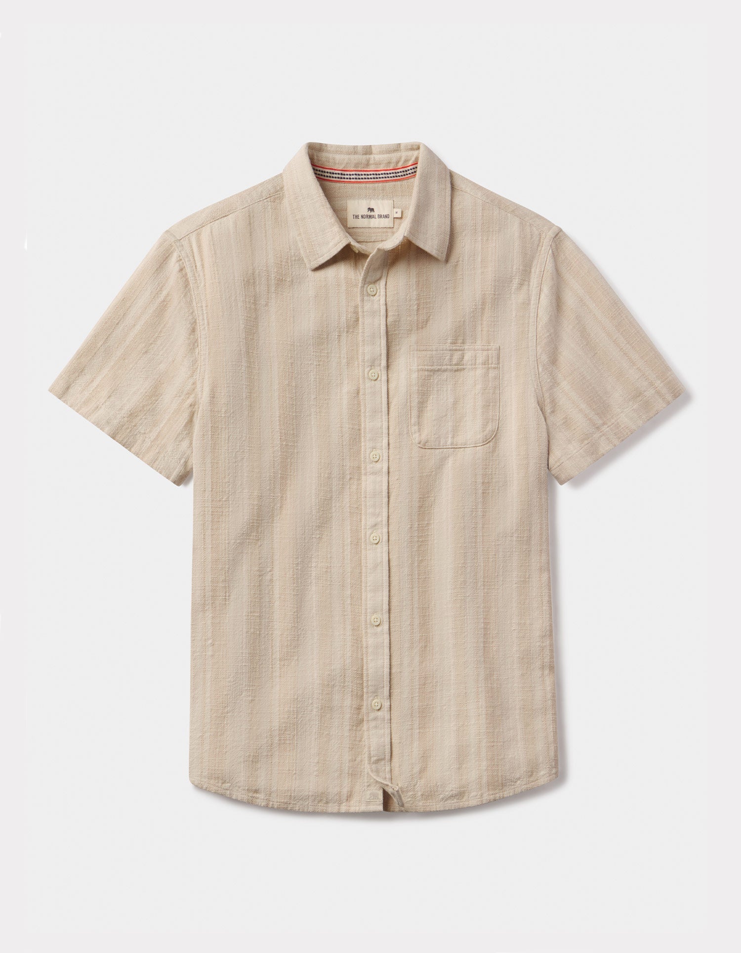 Freshwater Stripe Button Up Shirt Sandstone