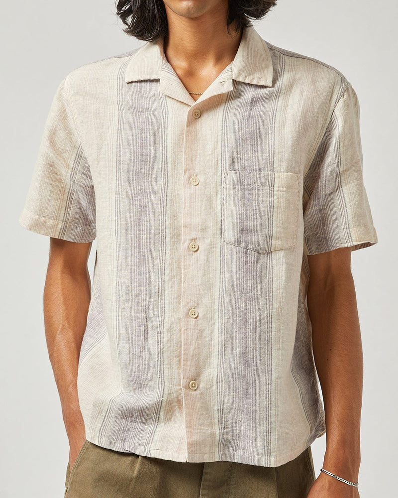 Sunset Stripe Short Sleeve Camp Shirt Violet