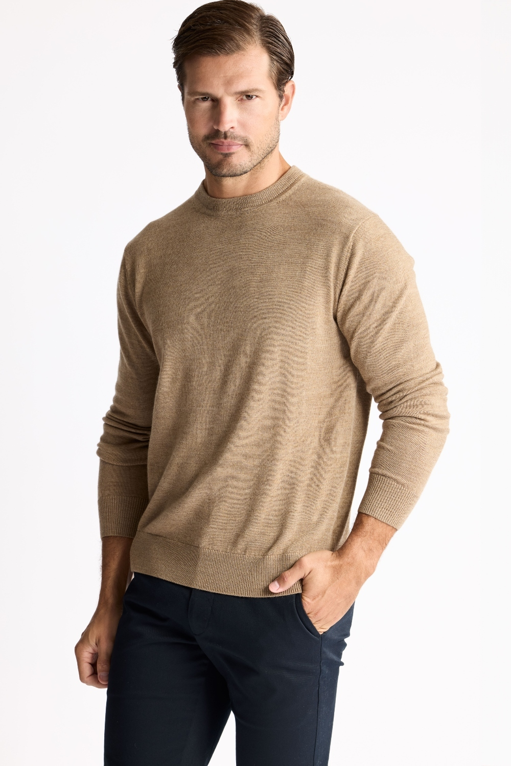Classic Merino Crew Camel