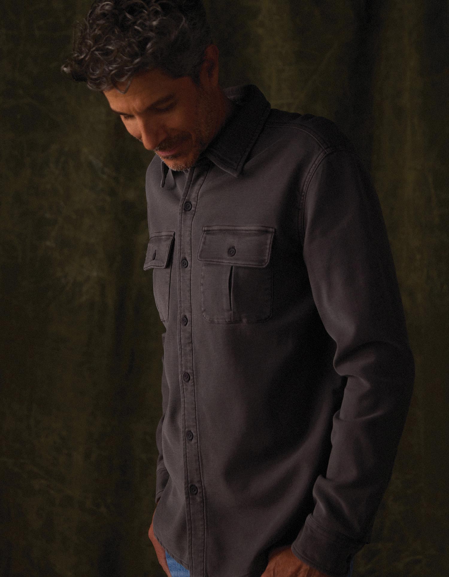 Comfort Terry Shirt Jacket Steel