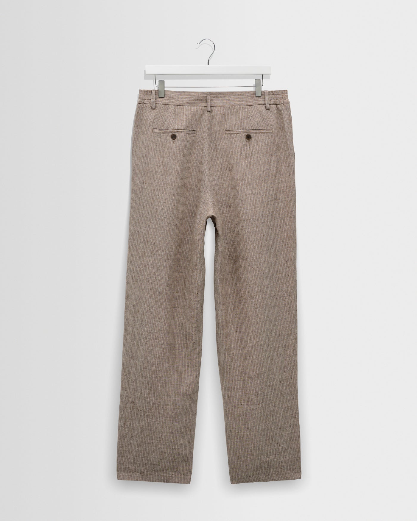 Malham Trouser in Linen Stripe Natural/Brown