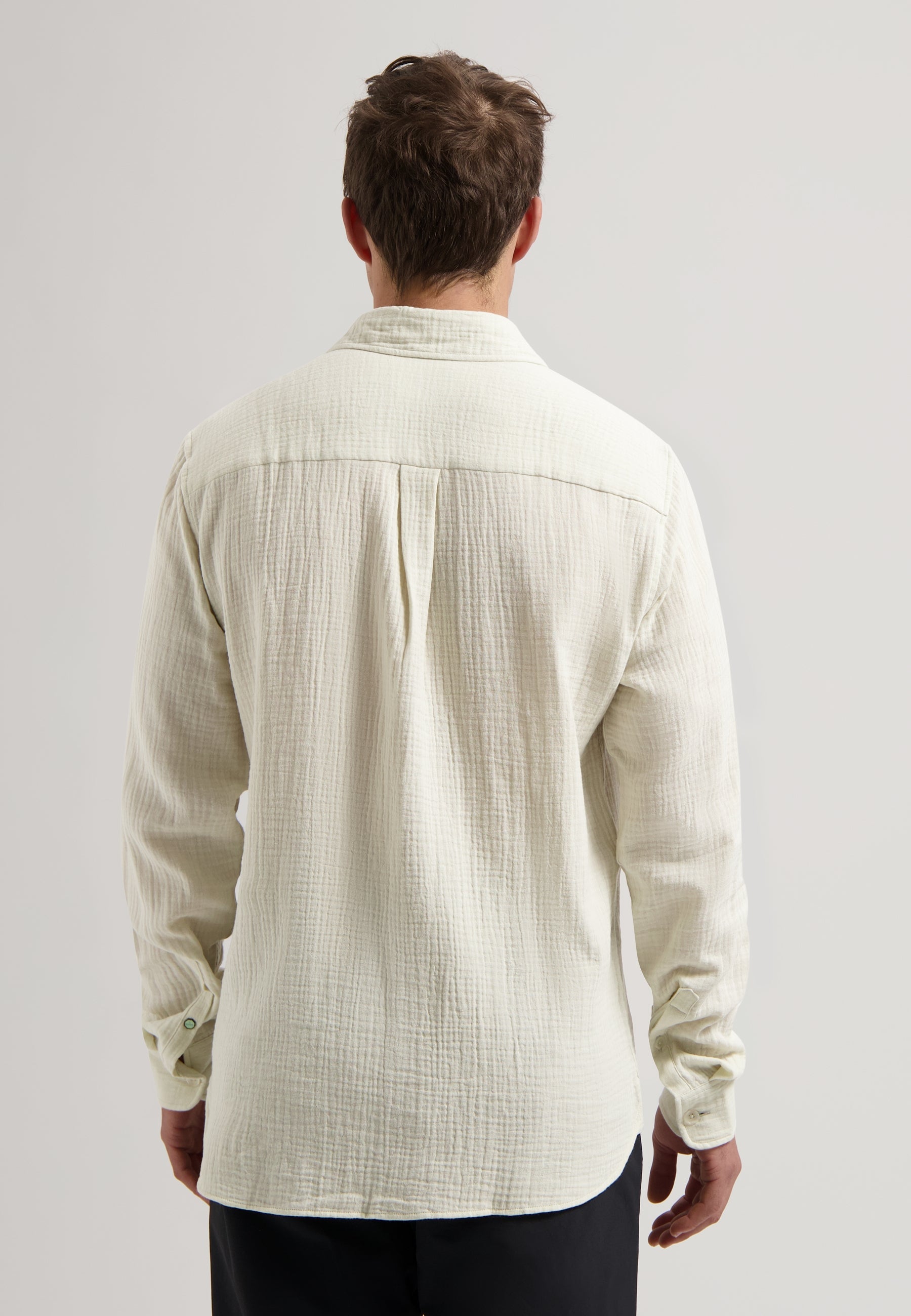 Axton Textured Crinkle Shirt Silver Birch