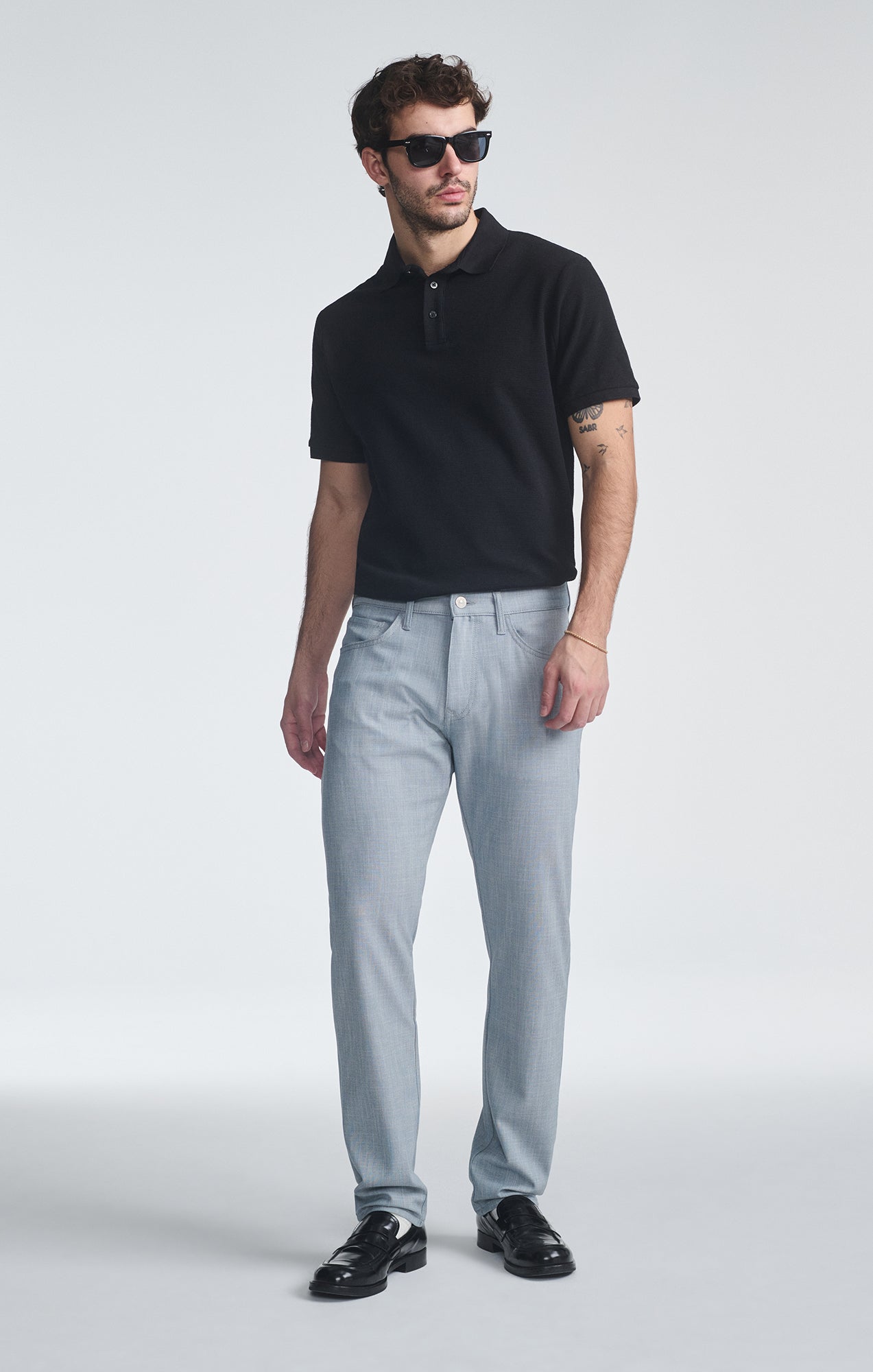 Marcus Twill Slim Straight Pant Bone Cross Hatch