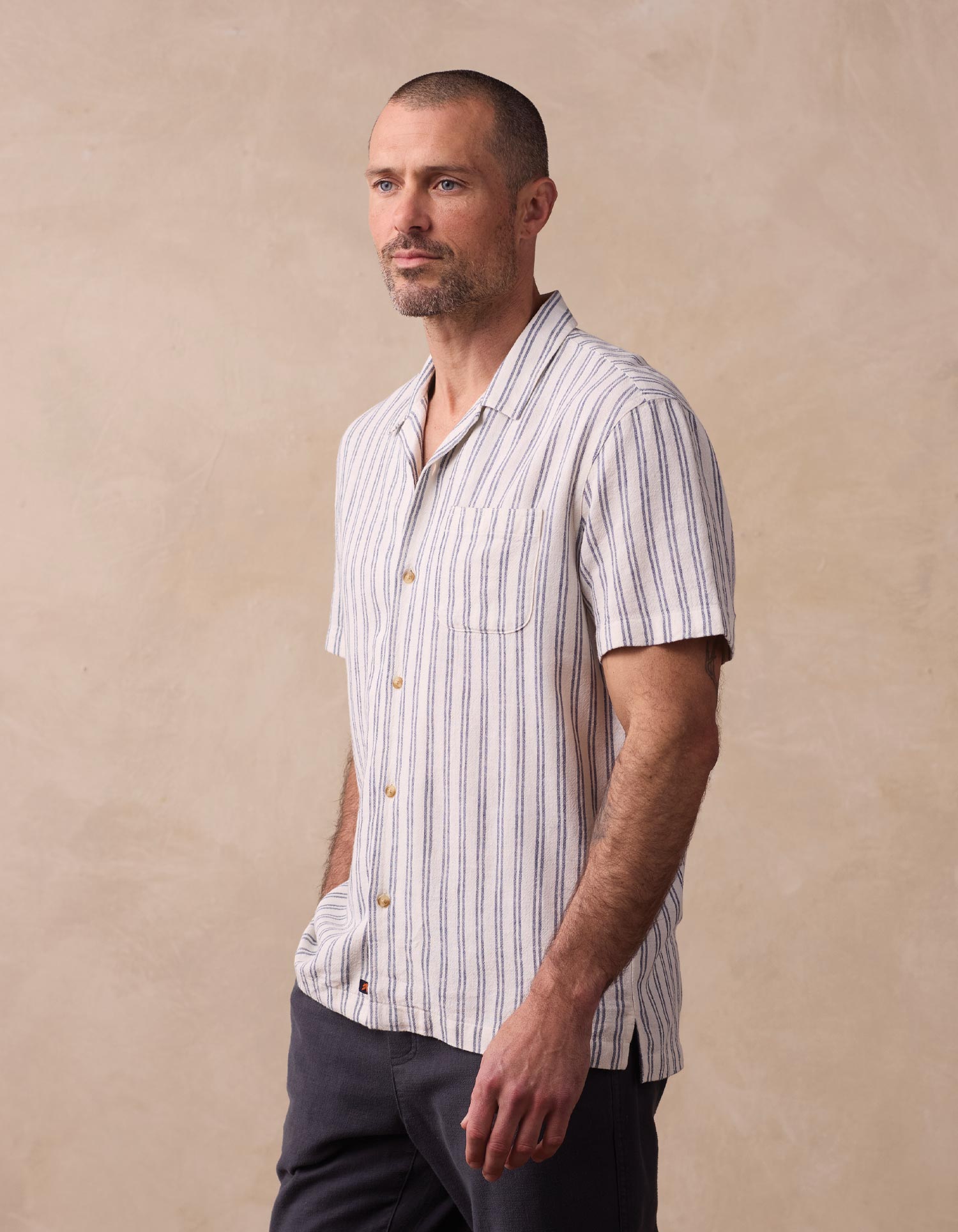 Freshwater Camp Shirt Vintage Blue Stripe