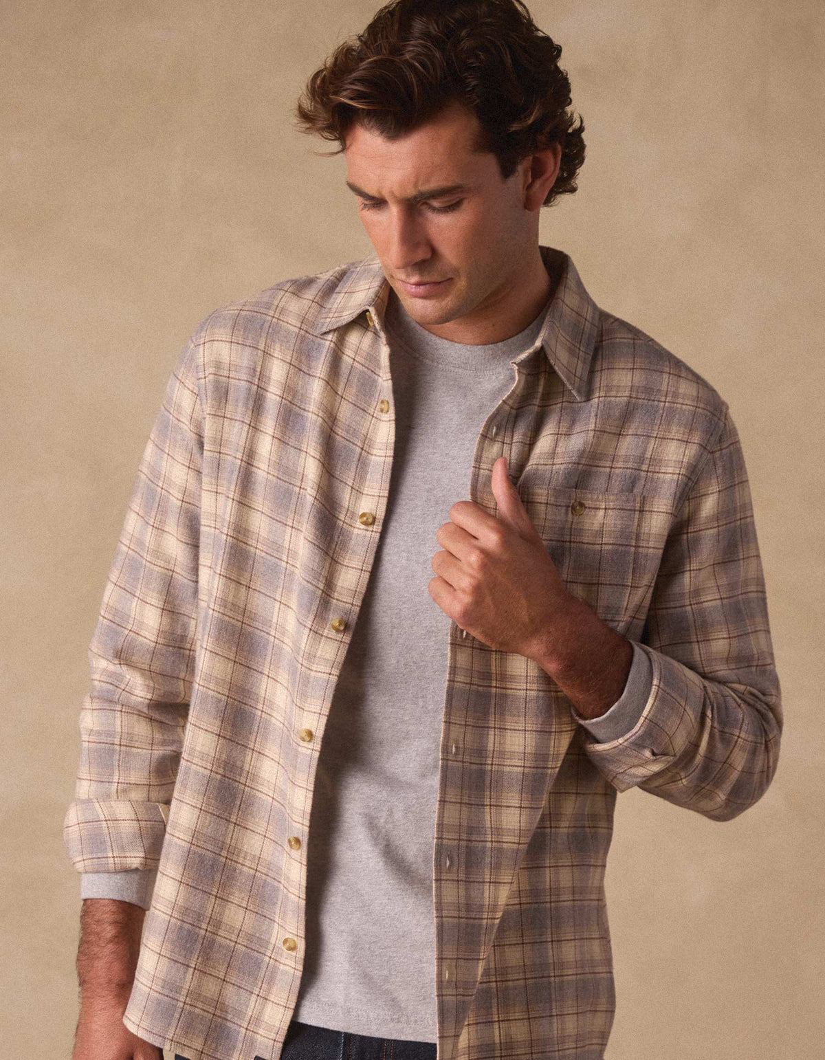 Hudson Double Brushed Flannel Cream Plaid