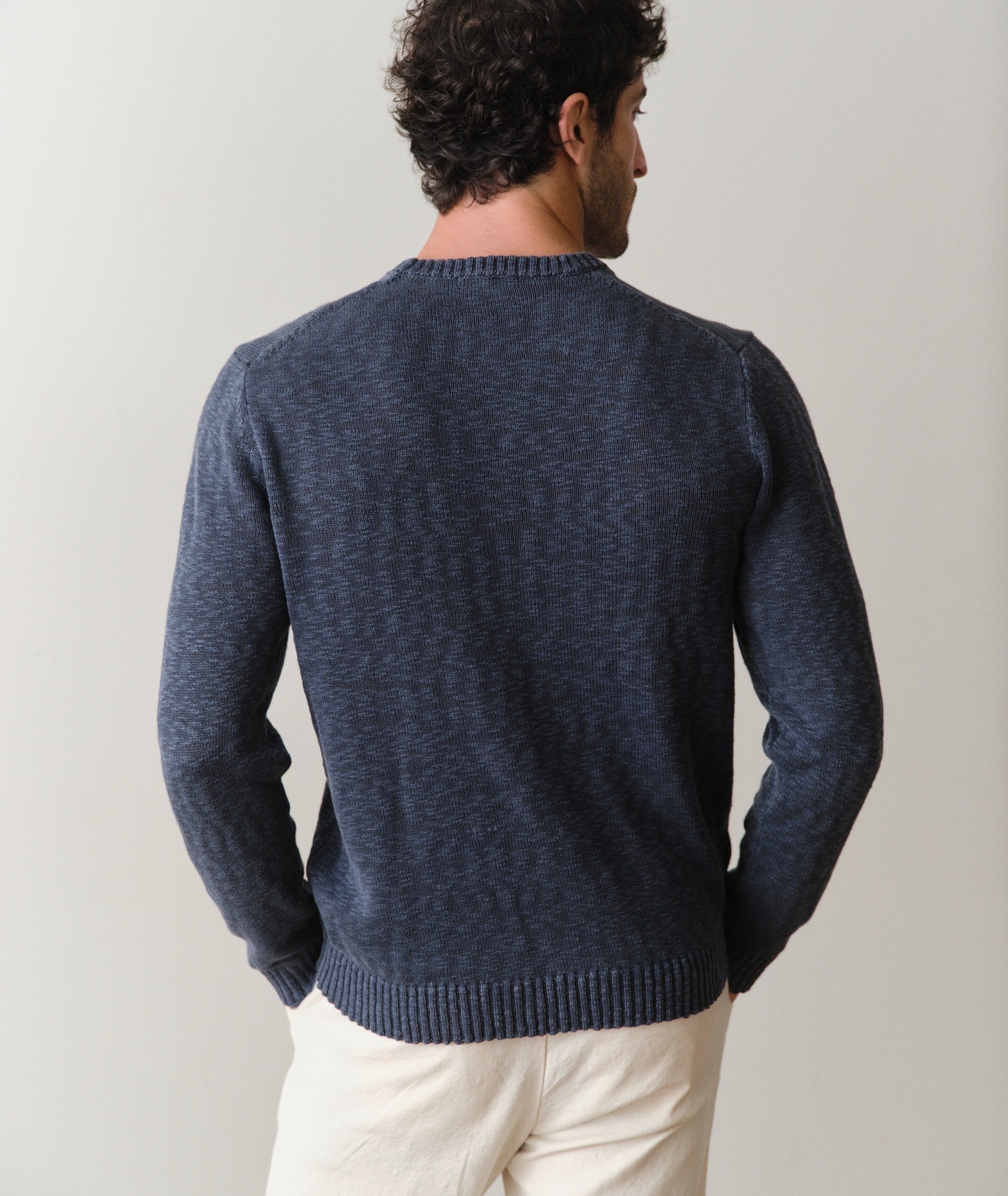 Long Sleeve Slub Crew Sweater Tee Vintage Indigo