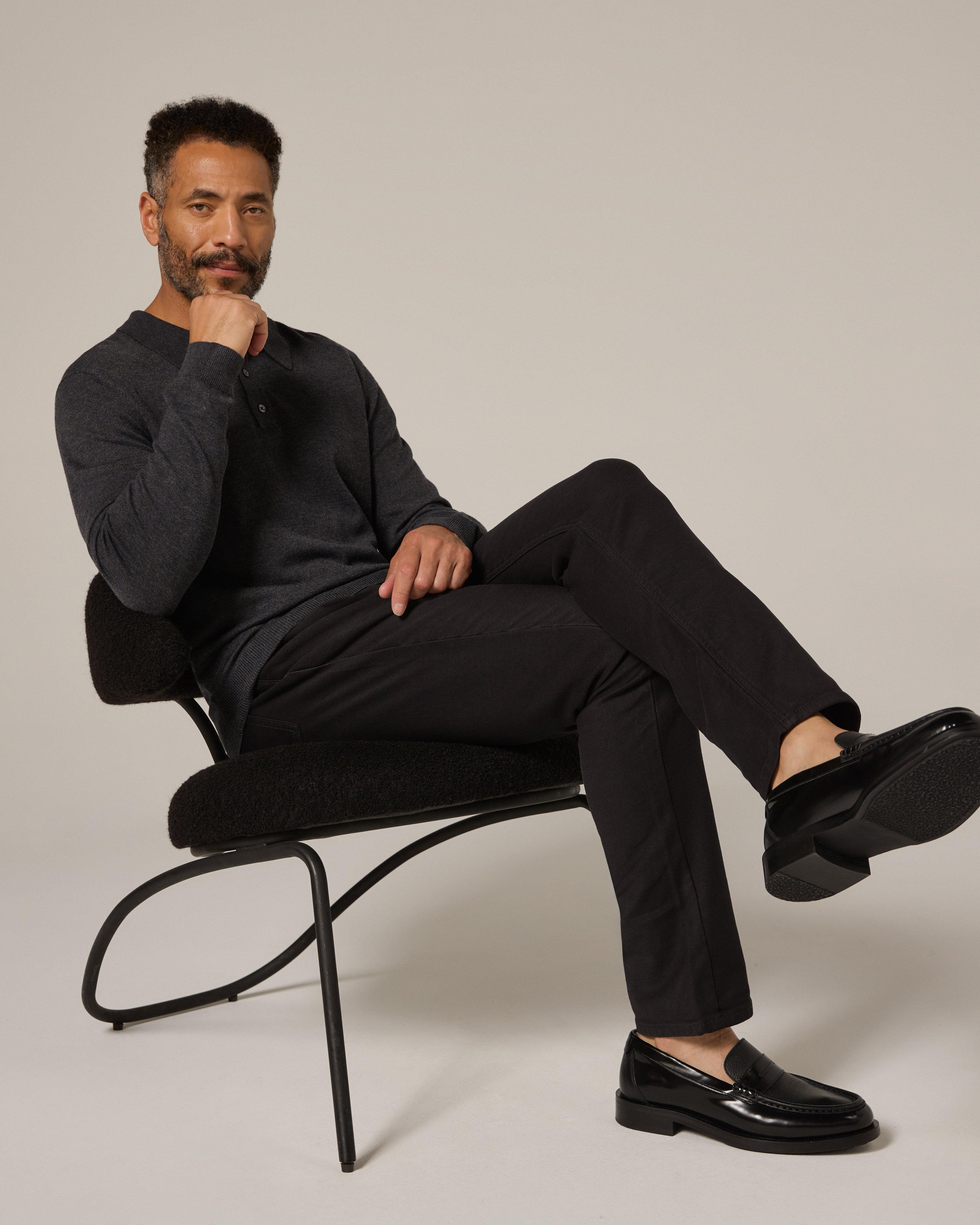 Belford Sweater Polo Charcoal Melange