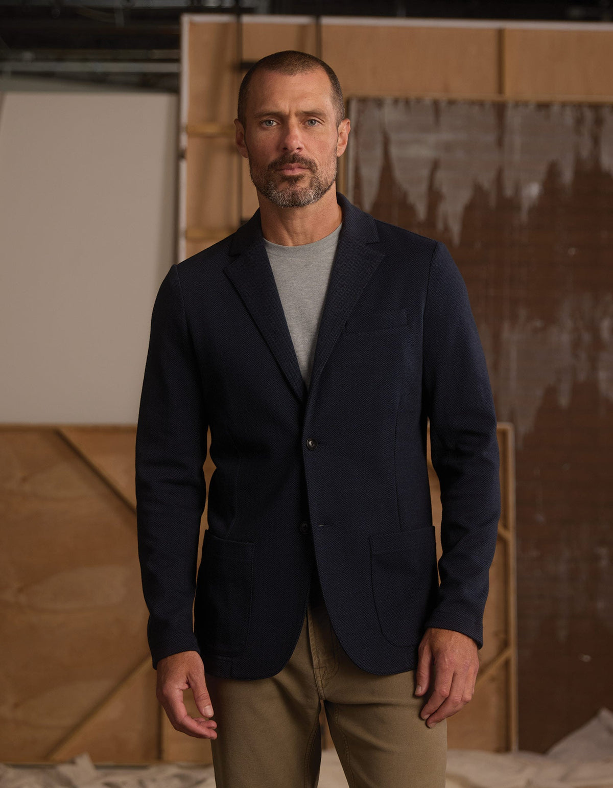 Stretch Knit Blazer Normal Navy